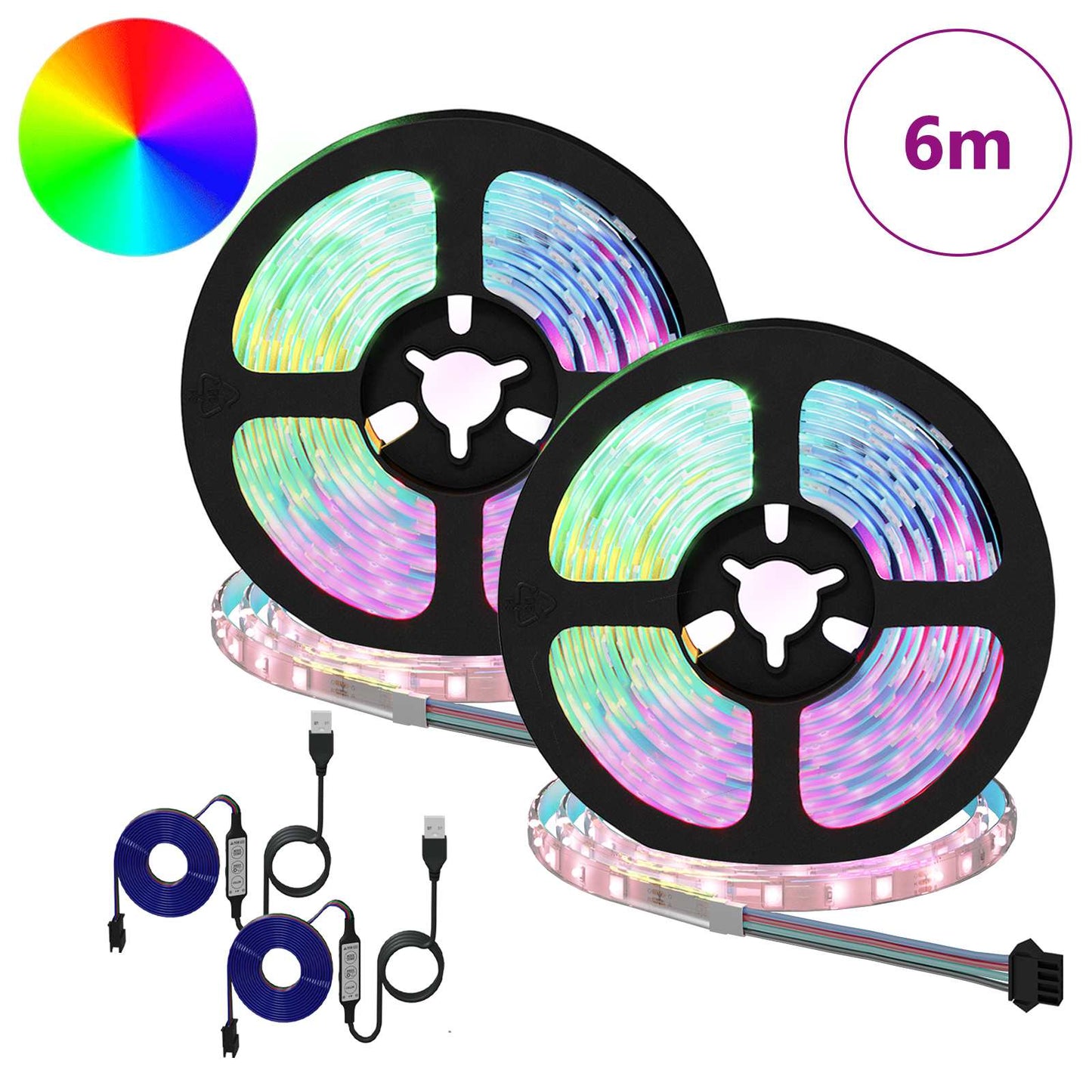 LED Strip 2 stk. Sort og Gennemsigtig Kobber og plastik