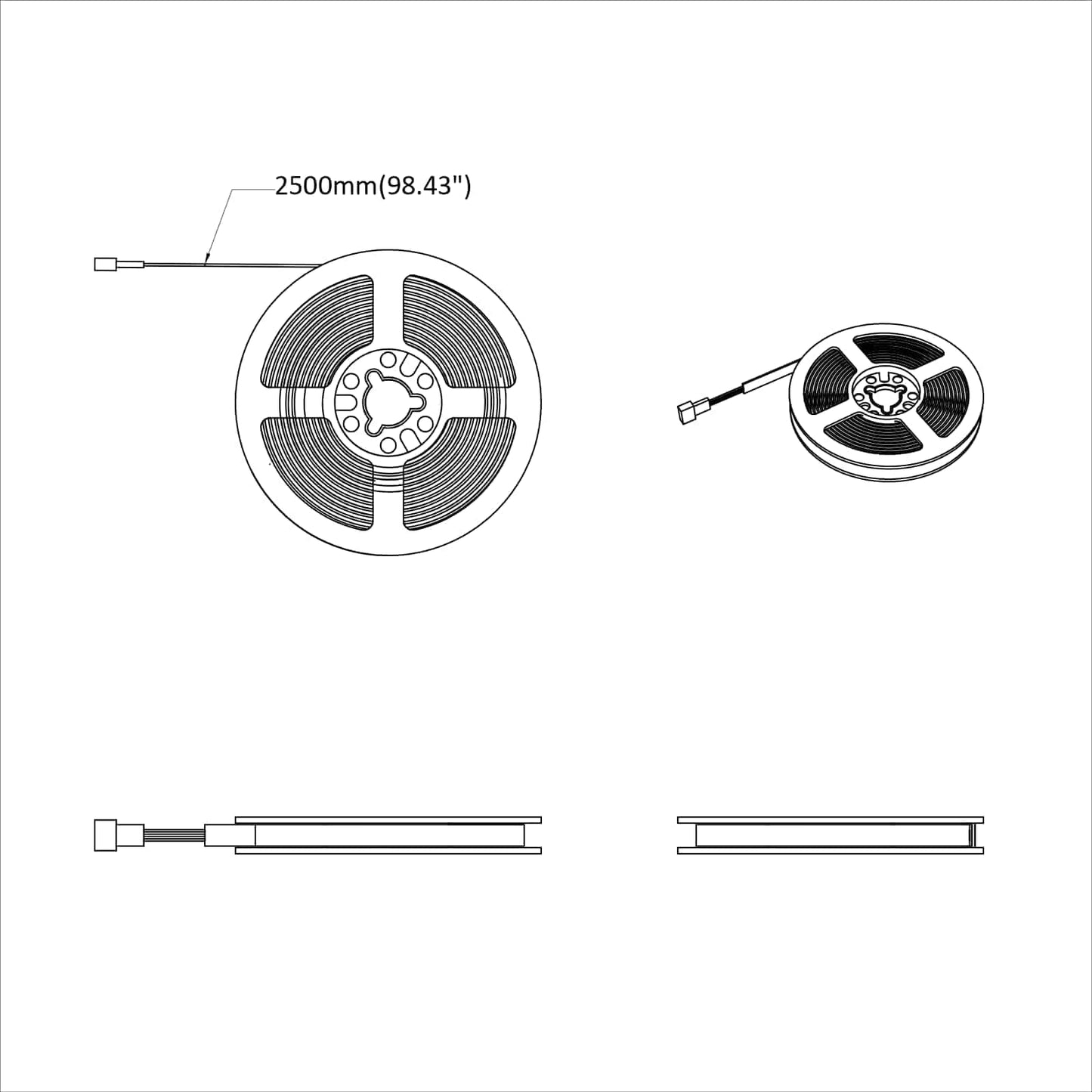 LED Strip 2 stk. Sort og Gennemsigtig Kobber og plastik