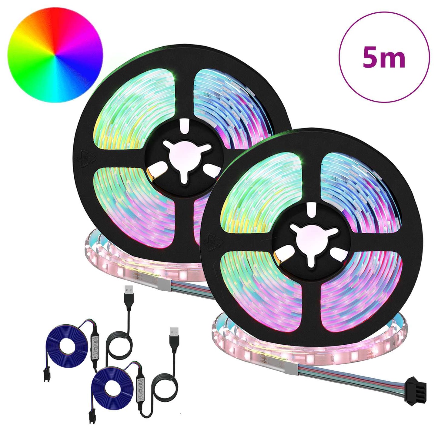 LED Strip 2 stk. Sort og Gennemsigtig Kobber og plastik