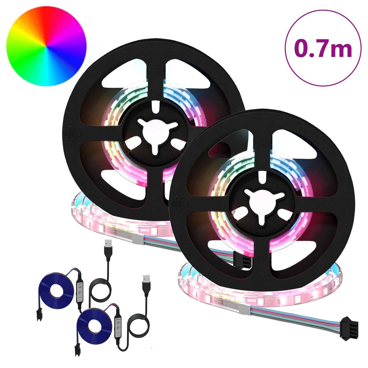 LED Strip 2 stk. Sort og Gennemsigtig Kobber og plastik