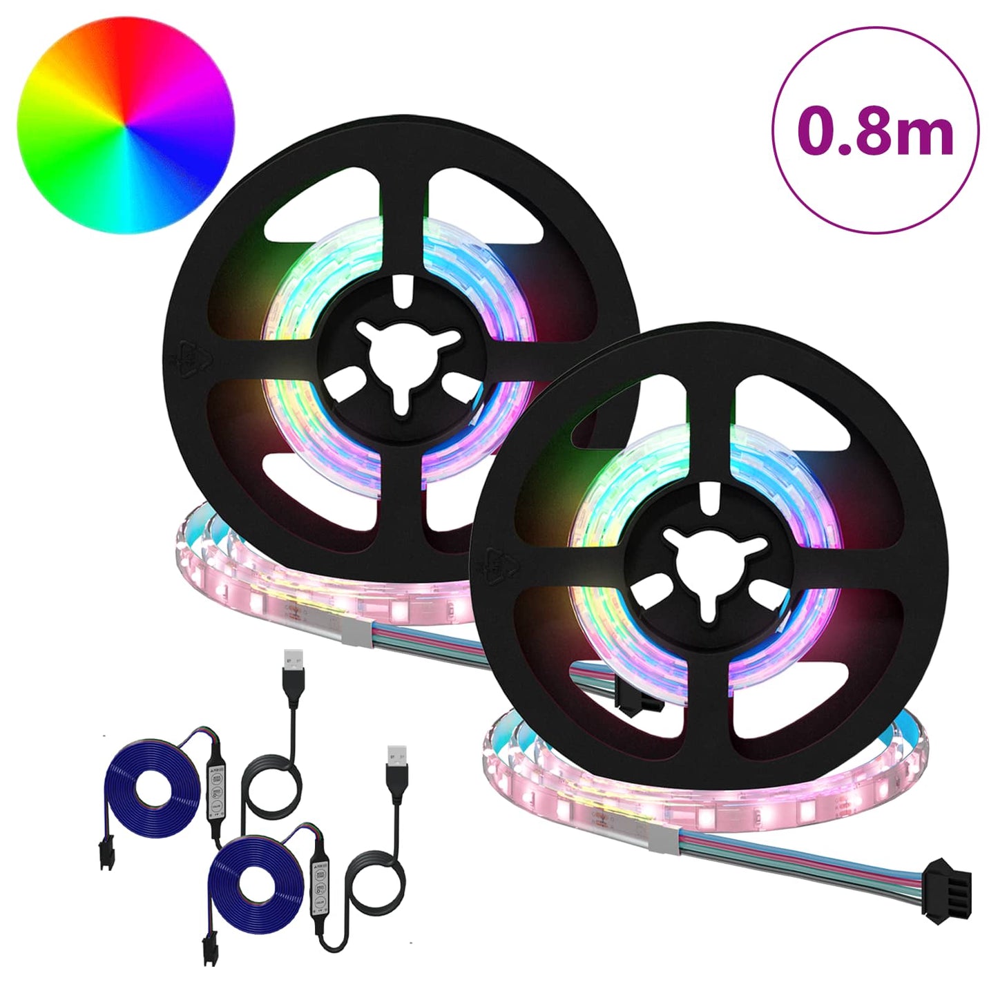 LED Strip 2 stk. Sort og Gennemsigtig Kobber og plastik