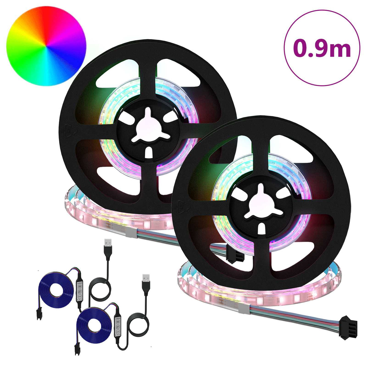 LED Strip 2 stk. Sort og Gennemsigtig Kobber og plastik