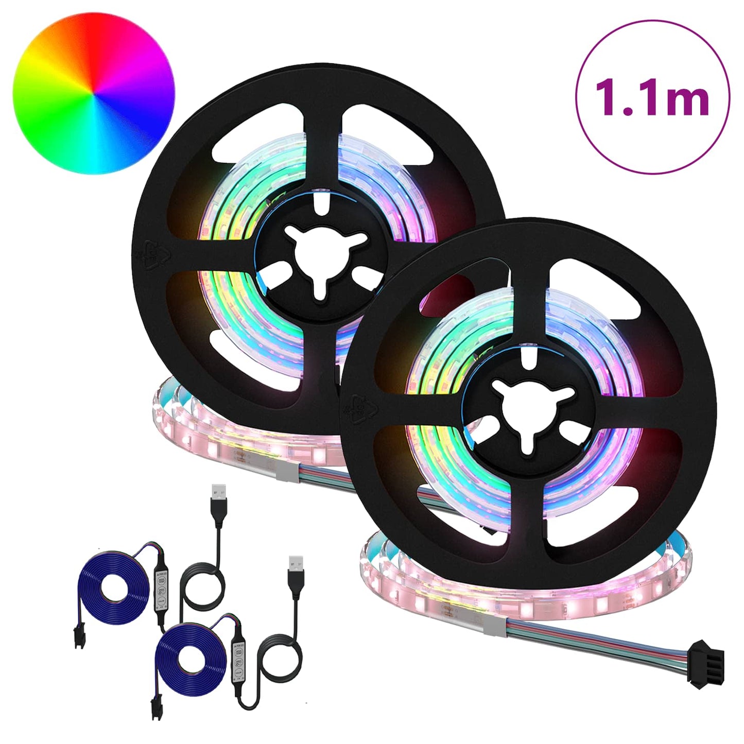 LED Strip 2 stk. Sort og Gennemsigtig Kobber og plastik