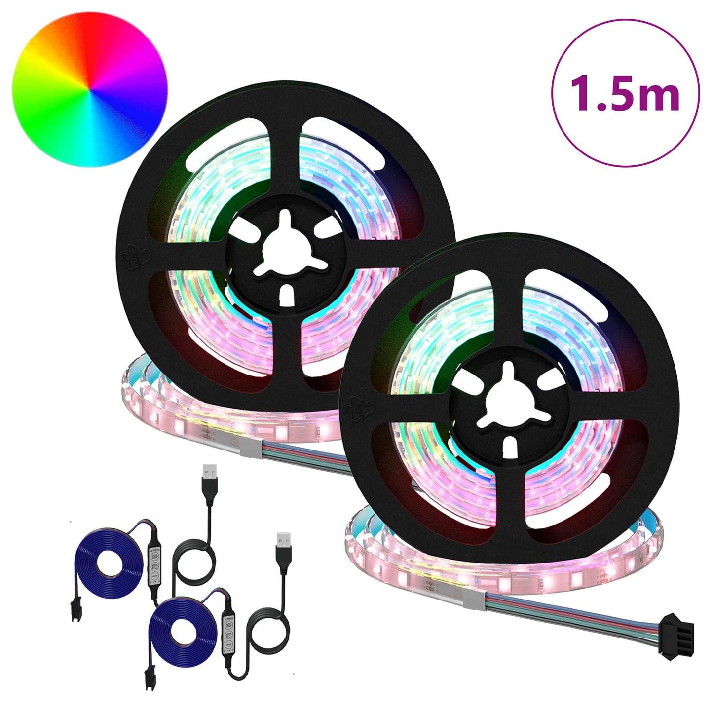 LED Strip 2 stk. Sort og Gennemsigtig Kobber og plastik