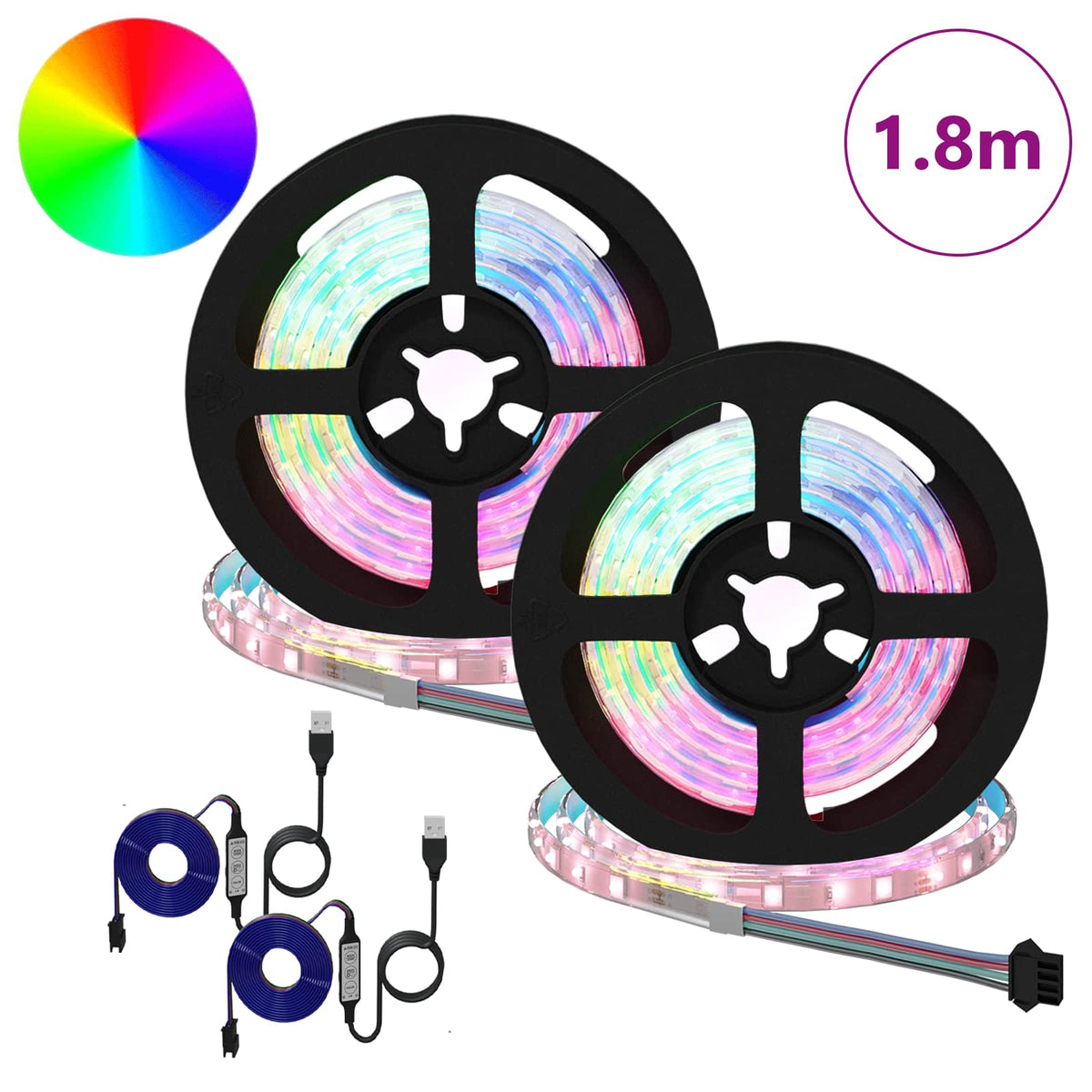 LED Strip 2 stk. Sort og Gennemsigtig Kobber og plastik