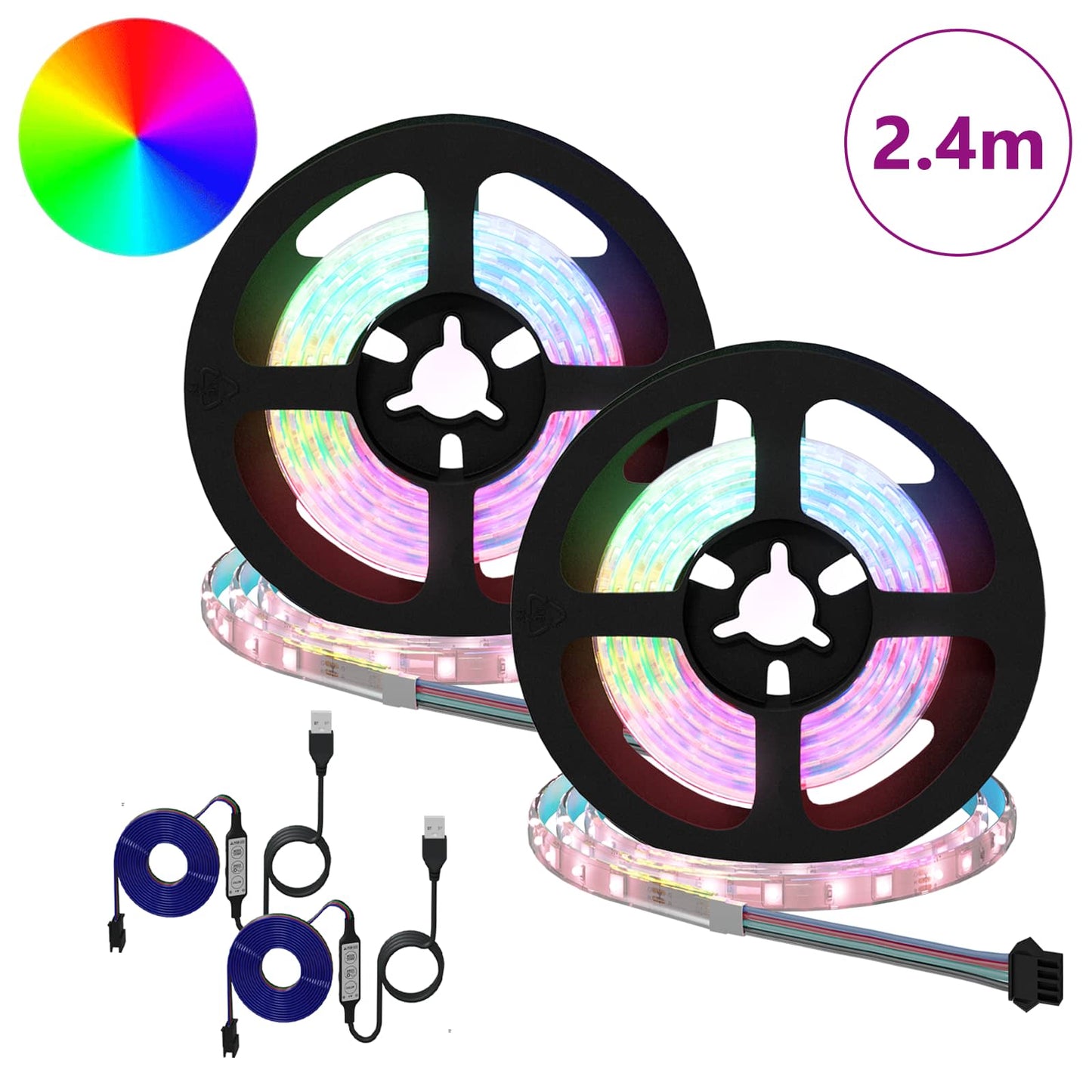 LED Strip 2 stk. Sort og Gennemsigtig Kobber og plastik
