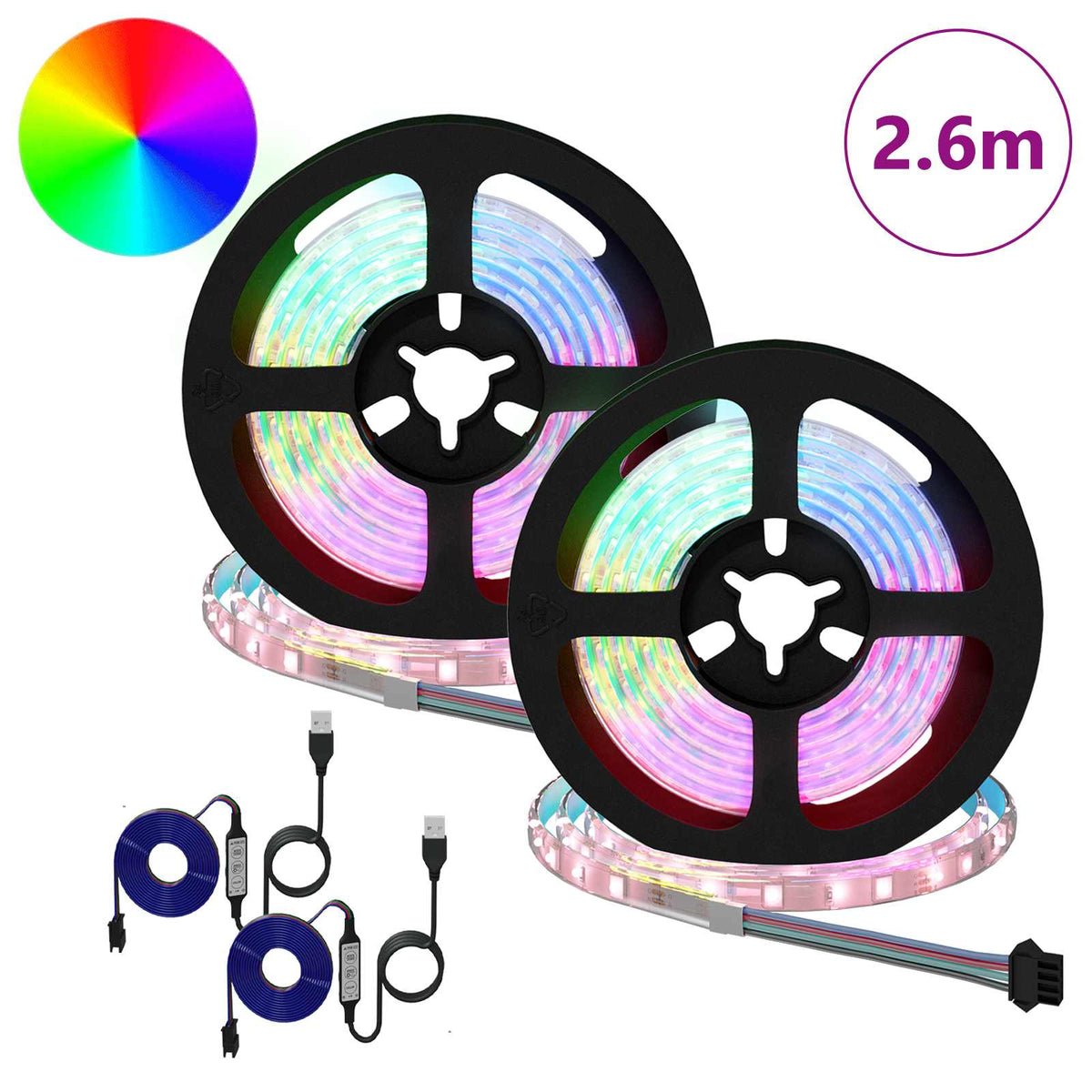 LED Strip 2 stk. Sort og Gennemsigtig Kobber og plastik