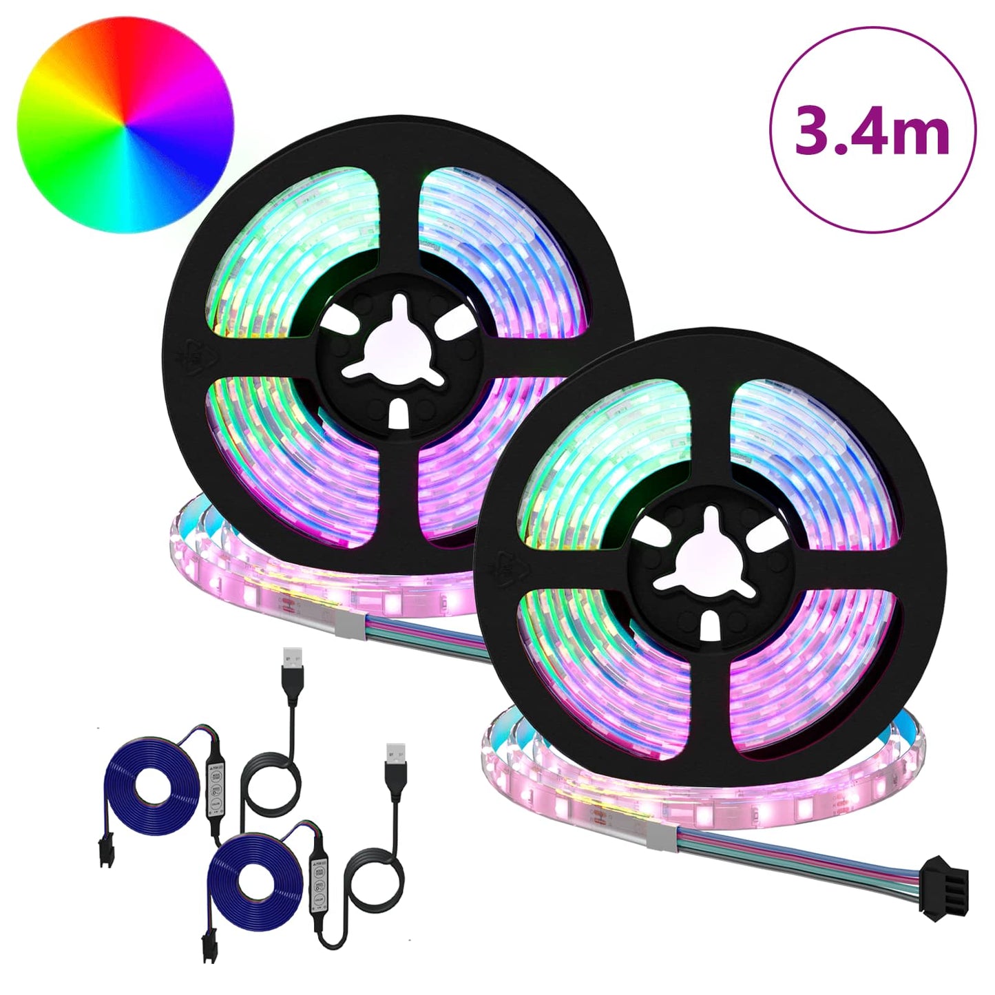 LED Strip 2 stk. Sort og Gennemsigtig Kobber og plastik