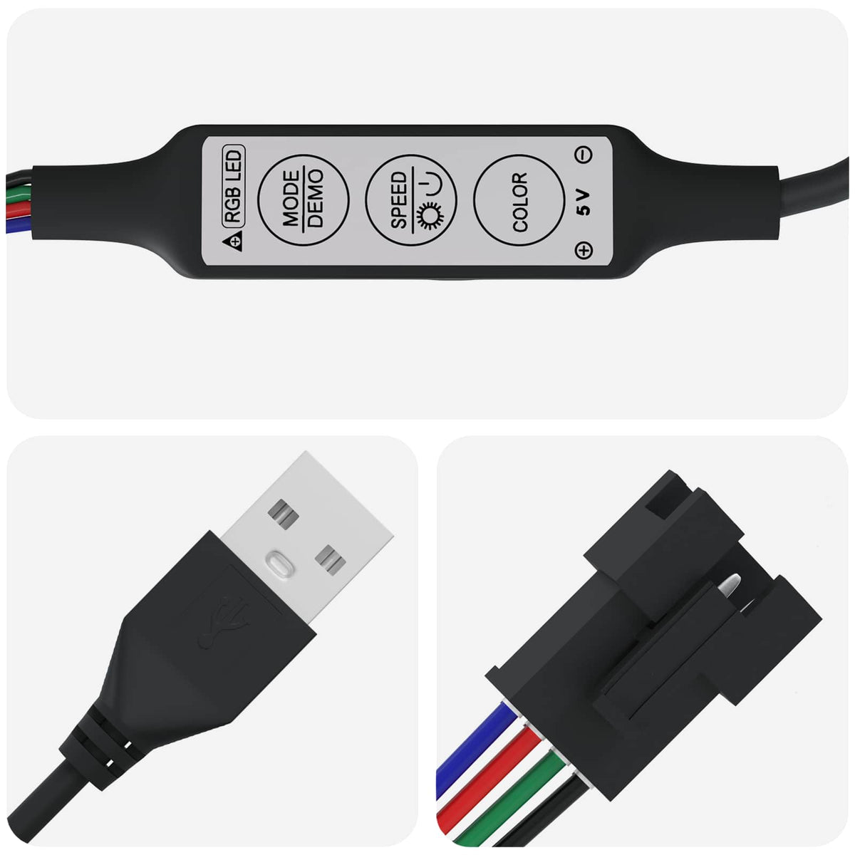 LED Strip 2 stk. Sort og Gennemsigtig Kobber og plastik
