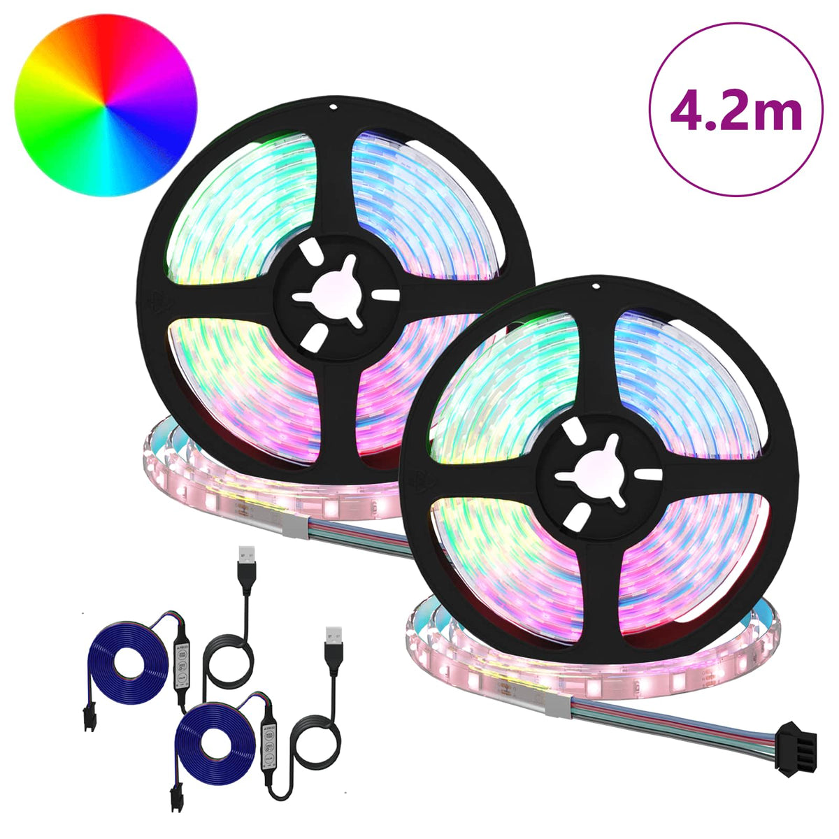 LED Strip 2 stk. Sort og Gennemsigtig Kobber og plastik