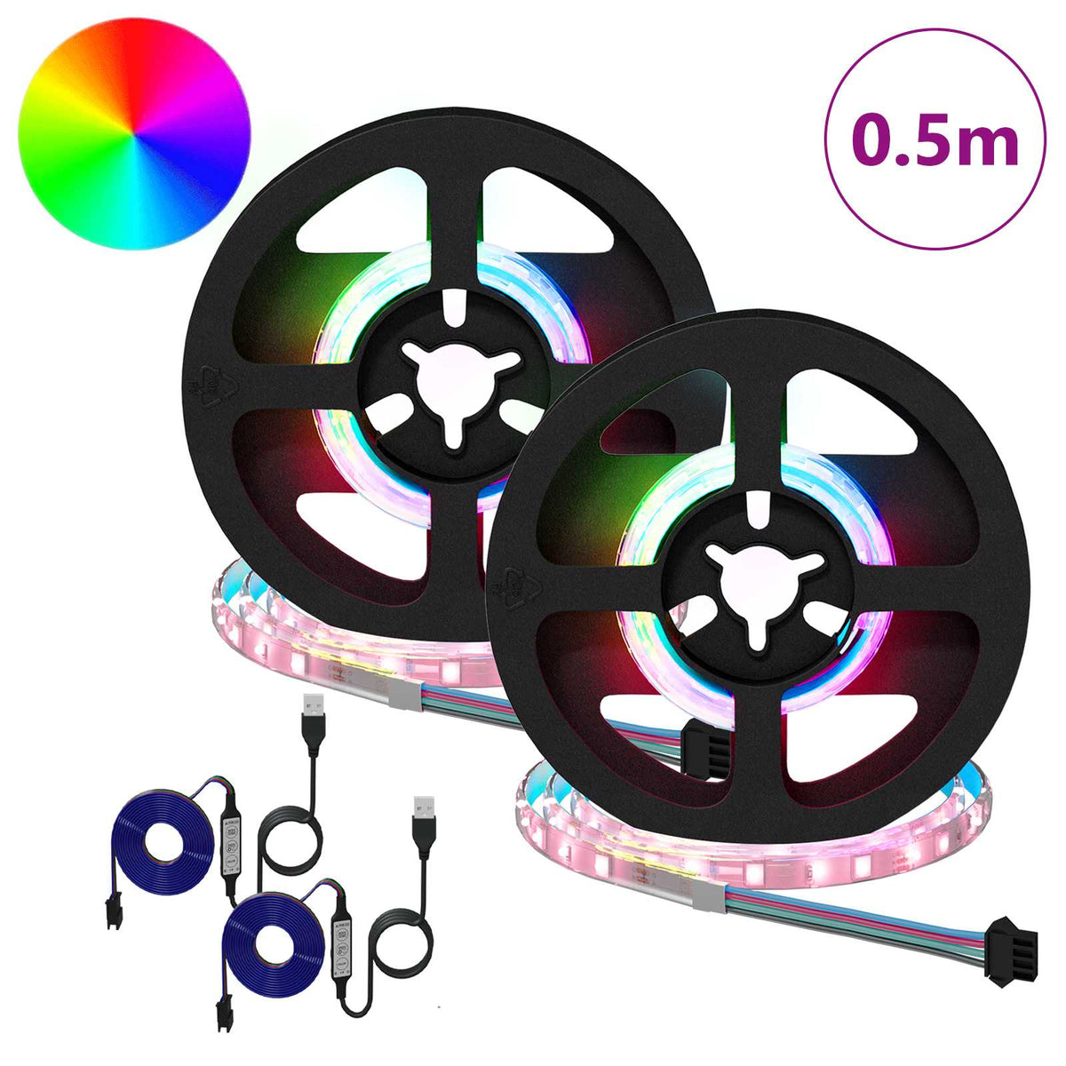 LED Strip 2 stk. Sort og Gennemsigtig Kobber og plastik