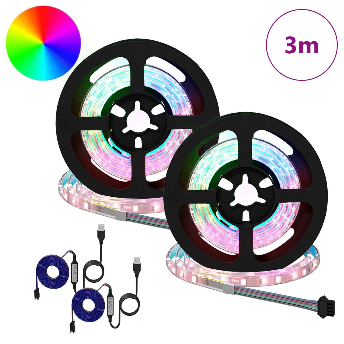 LED Strip 2 stk. Sort og Gennemsigtig Kobber og plastik
