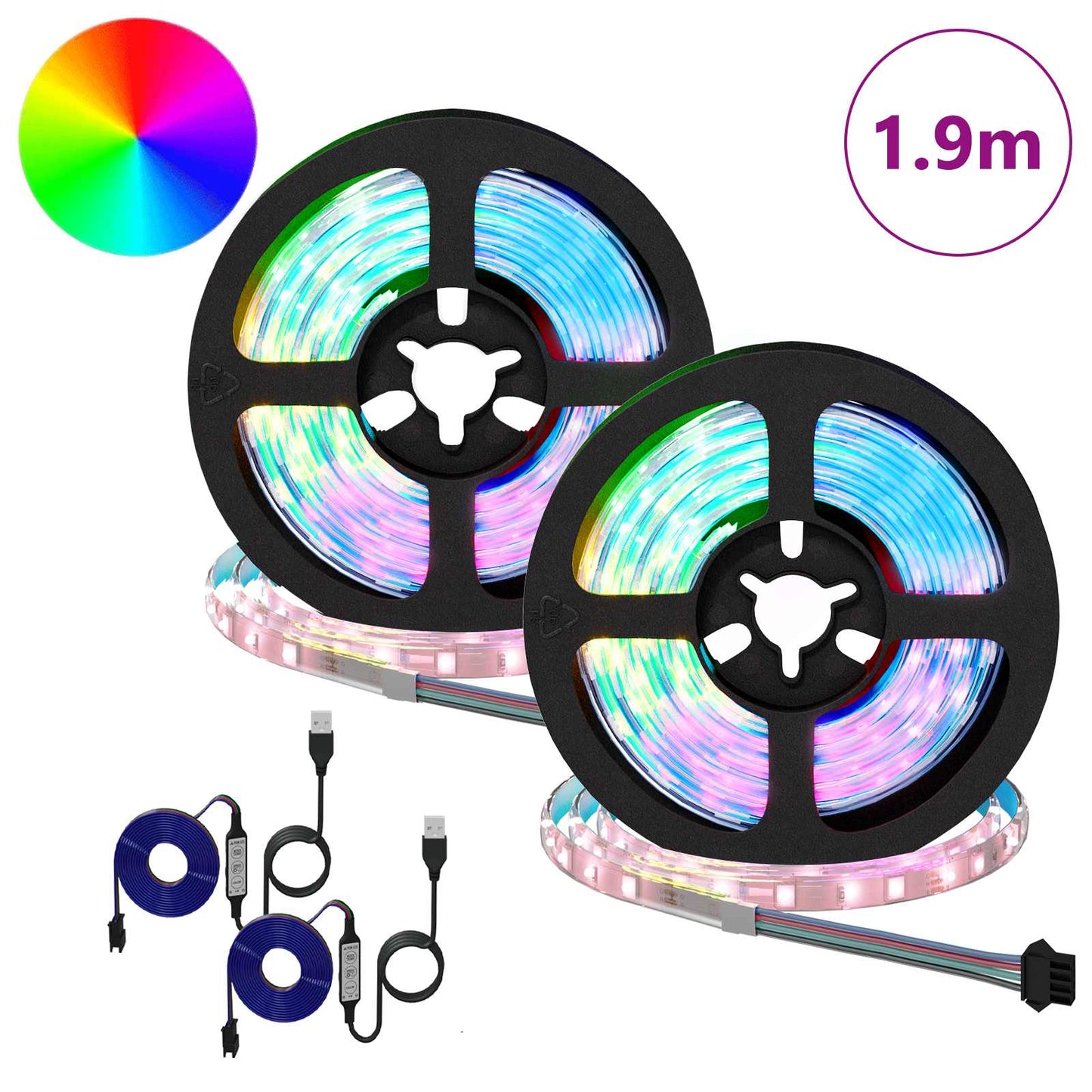 LED Strip 2 stk. Sort og Gennemsigtig Kobber og plastik