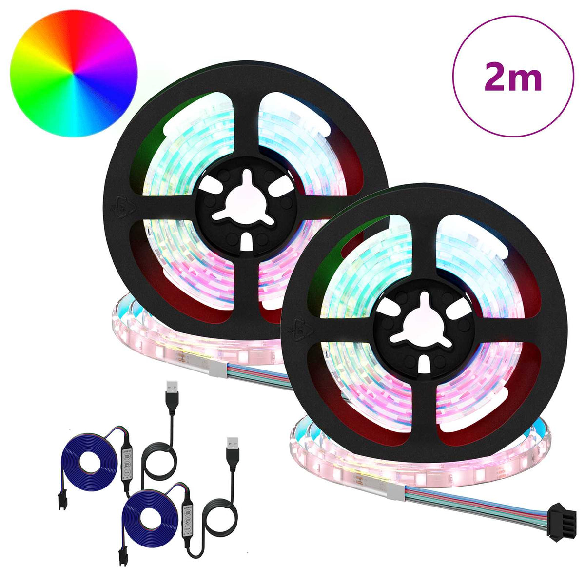 LED Strip 2 stk. Sort og Gennemsigtig Kobber og plastik