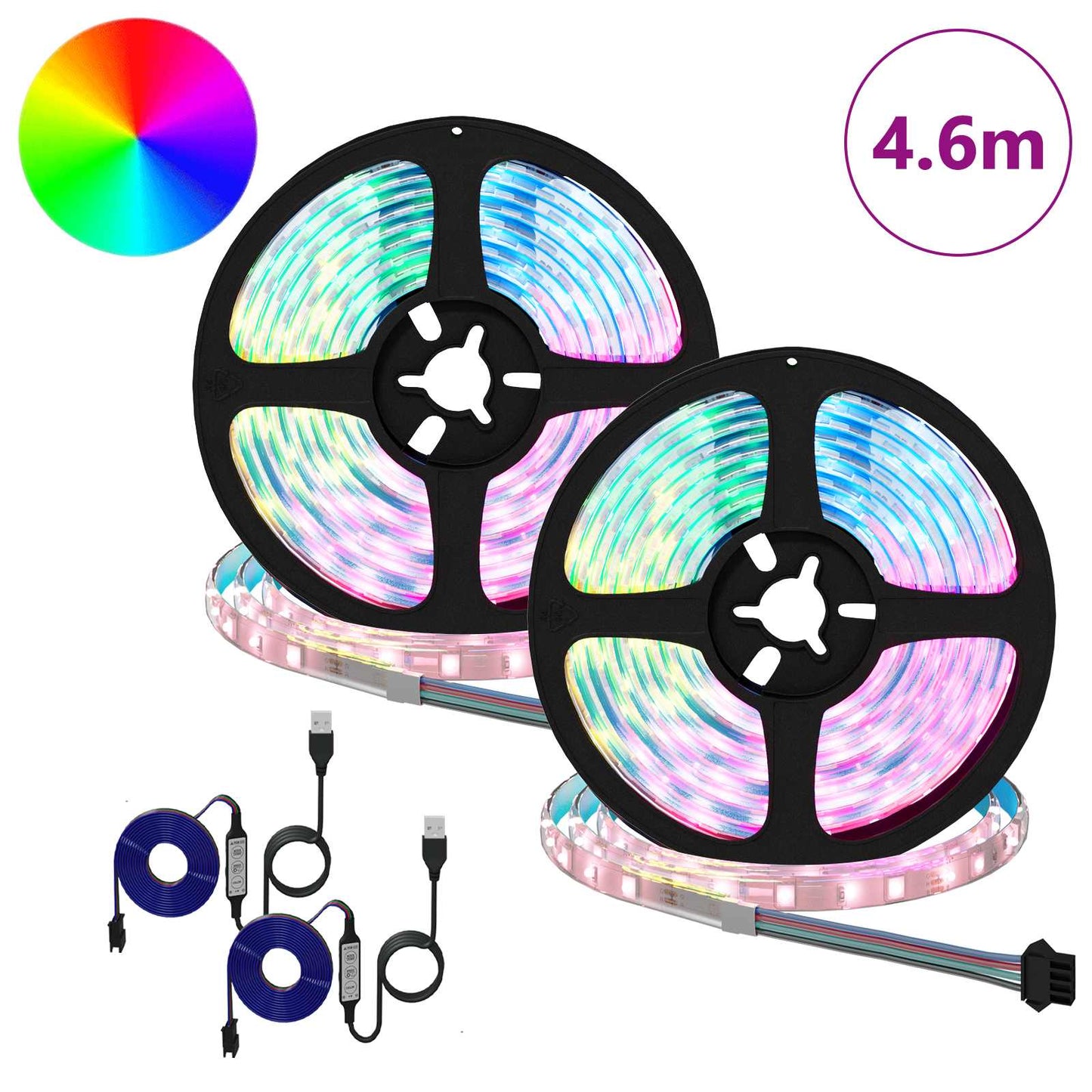 LED Strip 2 stk. Sort og Gennemsigtig Kobber og plastik