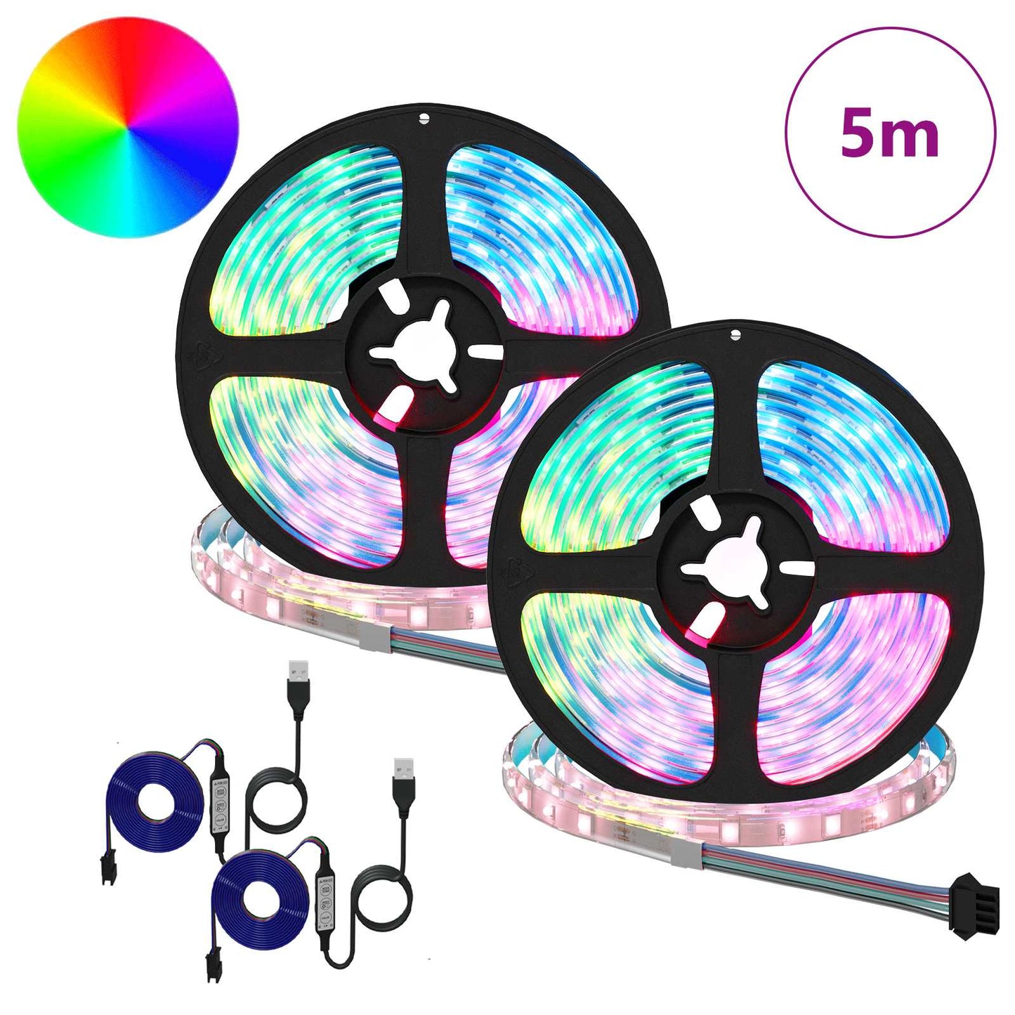 LED Strip 2 stk. Sort og Gennemsigtig Kobber og plastik