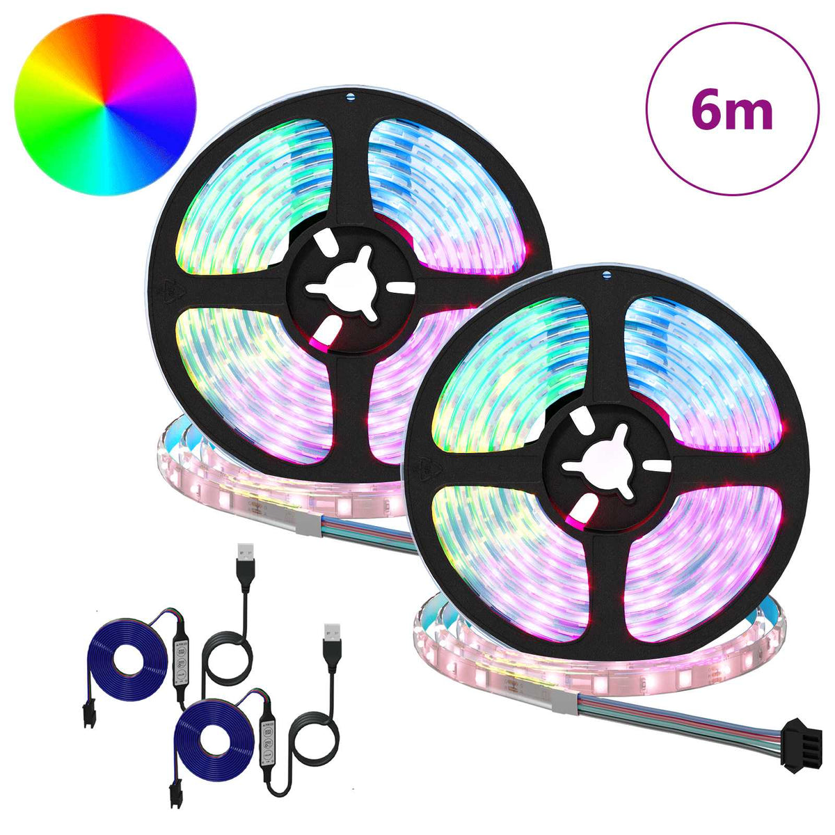 LED Strip 2 stk. Sort og Gennemsigtig Kobber og plastik