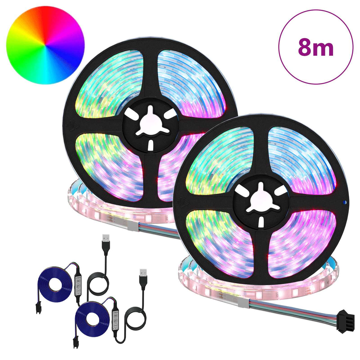 LED Strip 2 stk. Sort og Gennemsigtig Kobber og plastik