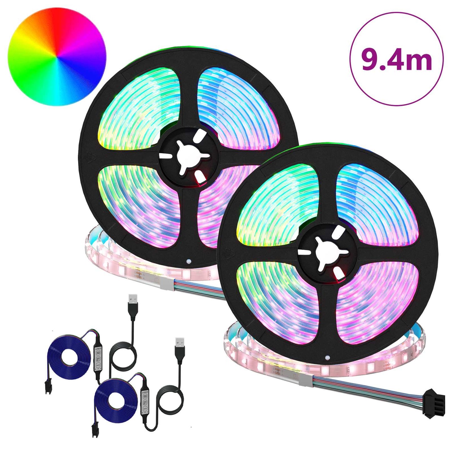 LED Strip 2 stk. Sort og Gennemsigtig Kobber og plastik
