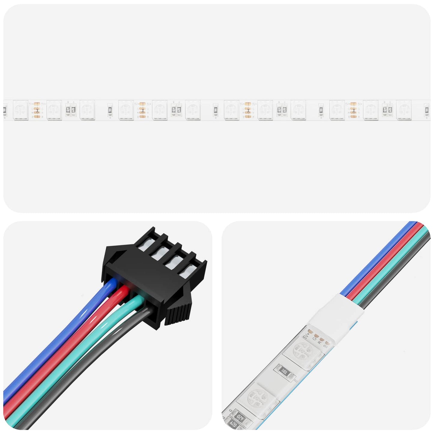 LED Strip 2 stk. Sort og Gennemsigtig Kobber og plastik