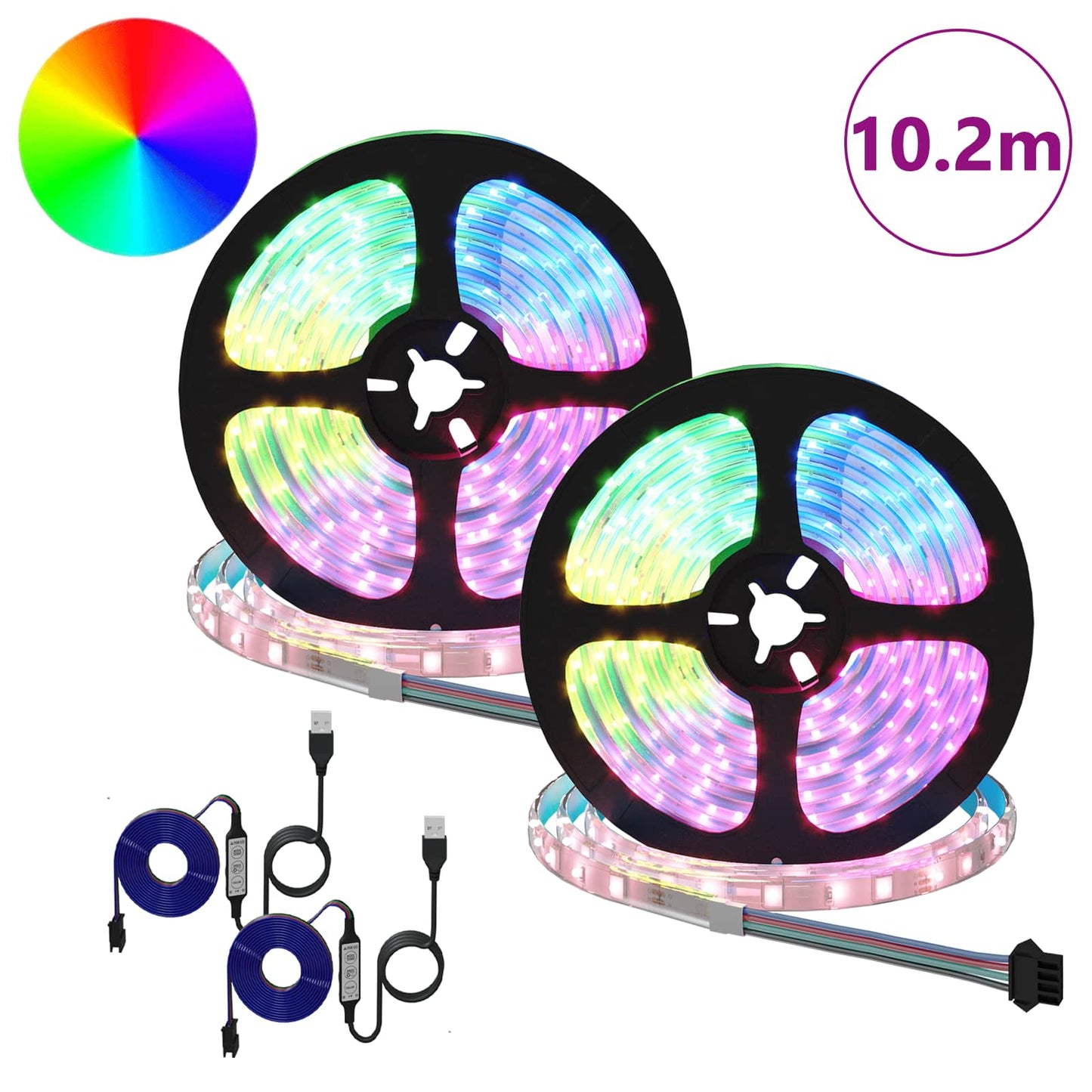 LED Strip 2 stk. Sort og Gennemsigtig Kobber og plastik