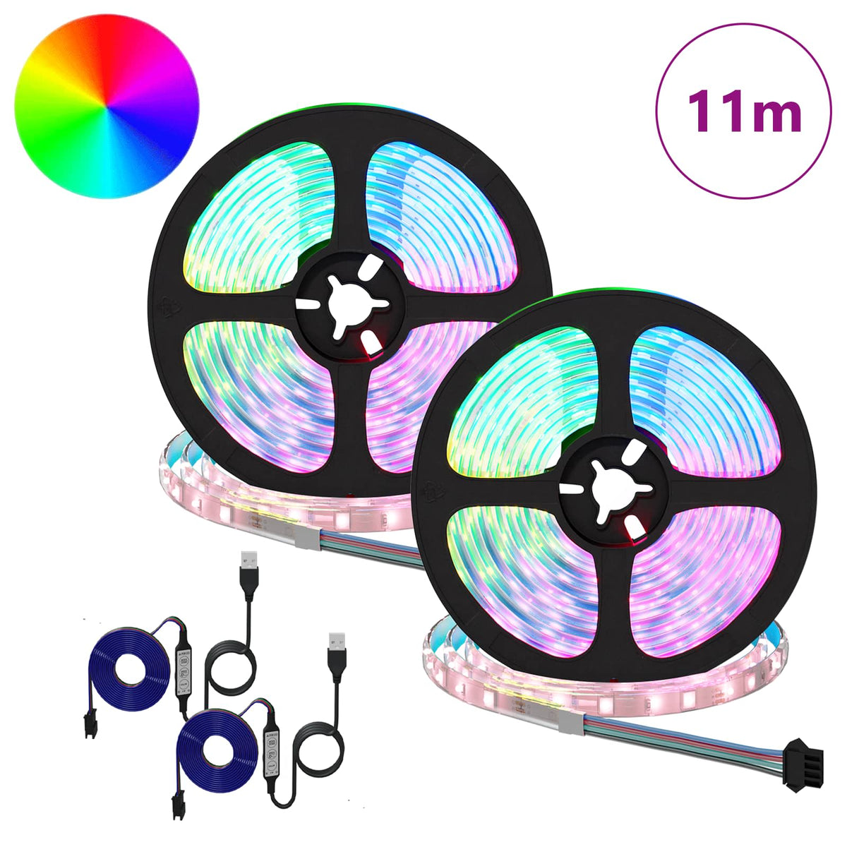 LED Strip 2 stk. Sort og Gennemsigtig Kobber og plastik