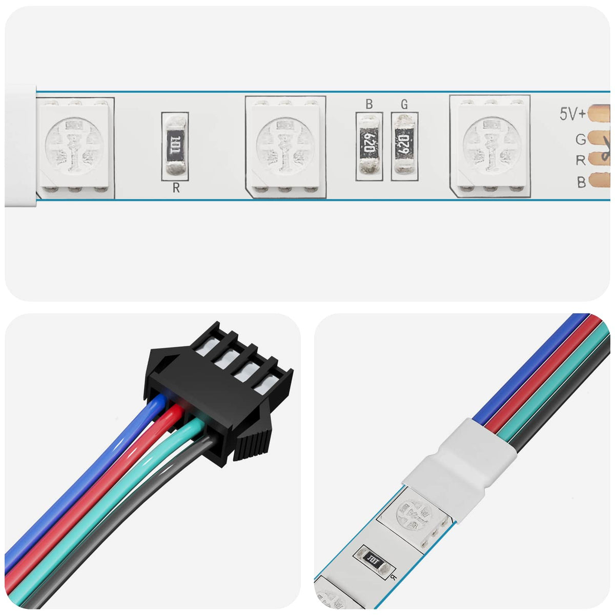 LED Strip 2 stk. Sort og flerfarvet Kobber og plastik
