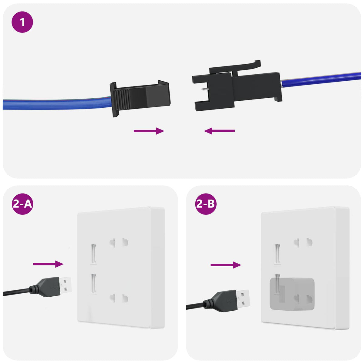 LED Strip 2 stk. Sort og flerfarvet Kobber og plastik