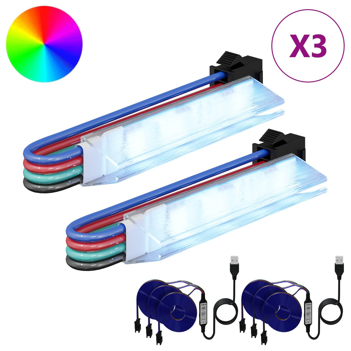 LED Strip 2 stk. Sort og flerfarvet Kobber og plastik