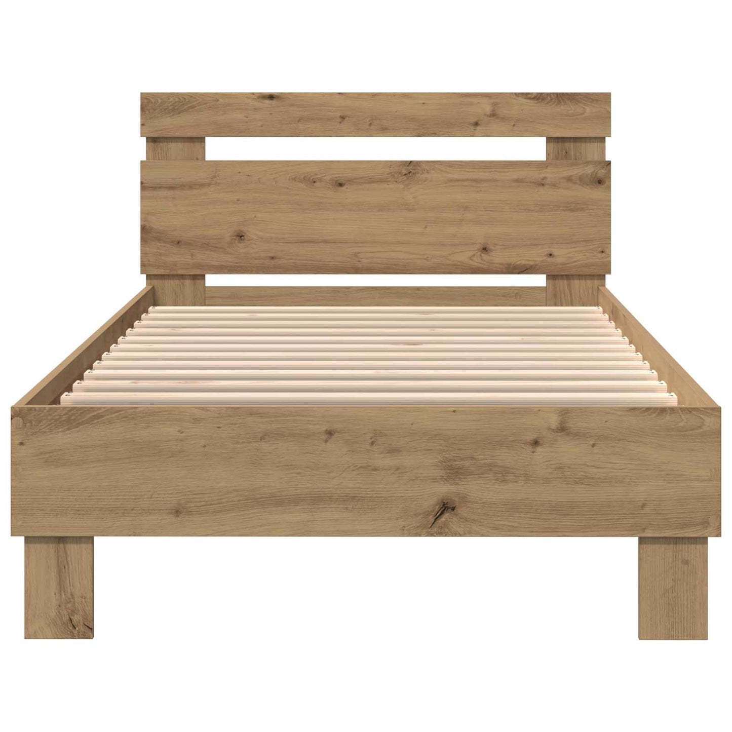 Sengestel med LED-lysstrimler Artisan-eg Konstrueret træ