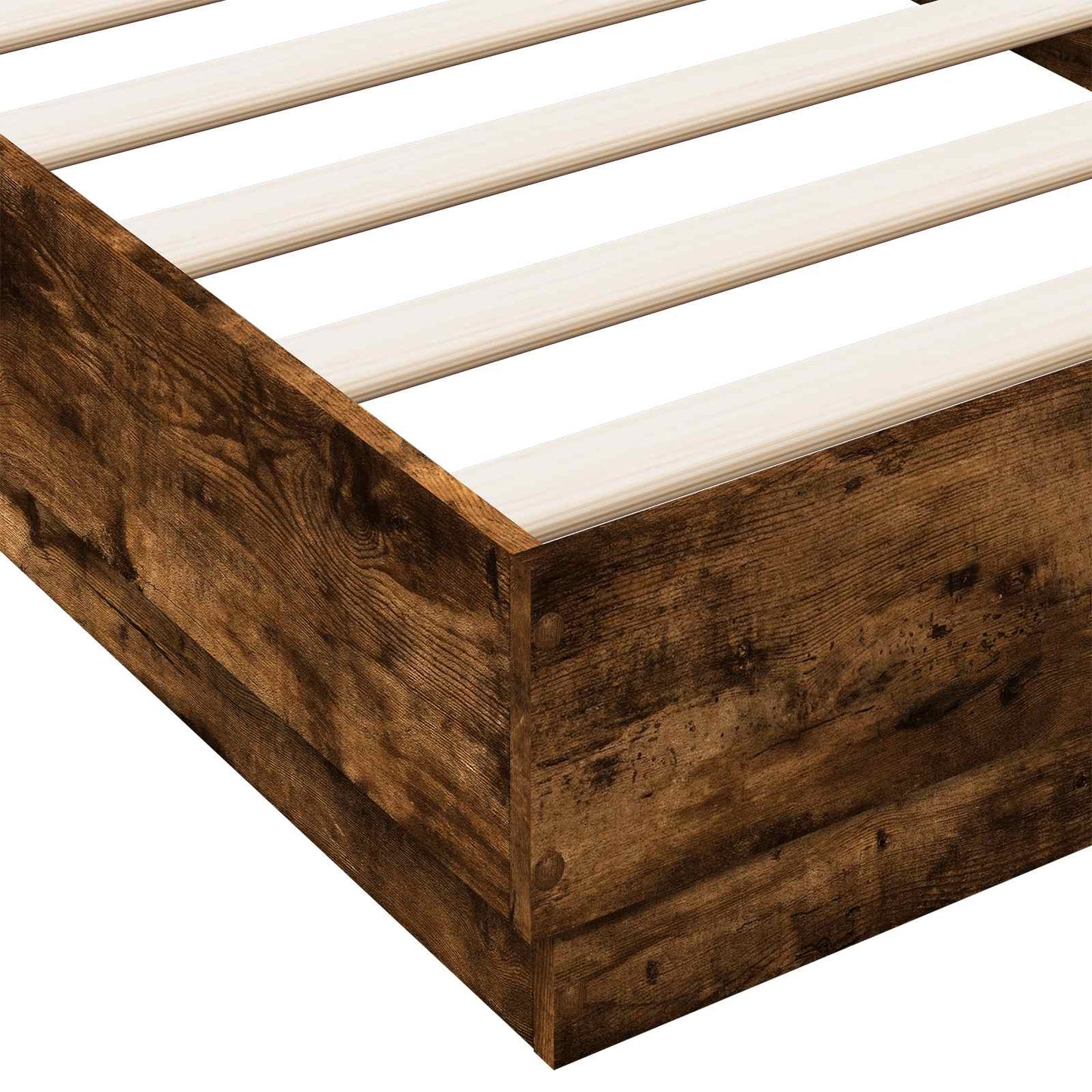 Senge ramme med LED Røget eg 80 x 200 cm Konstrueret træ