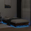 Senge ramme med LED Røget eg 80 x 200 cm Konstrueret træ