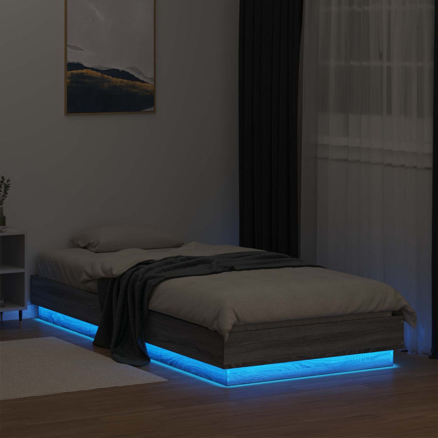 Senge ramme med LED Grå Sonoma 80 x 200 cm Konstrueret træ