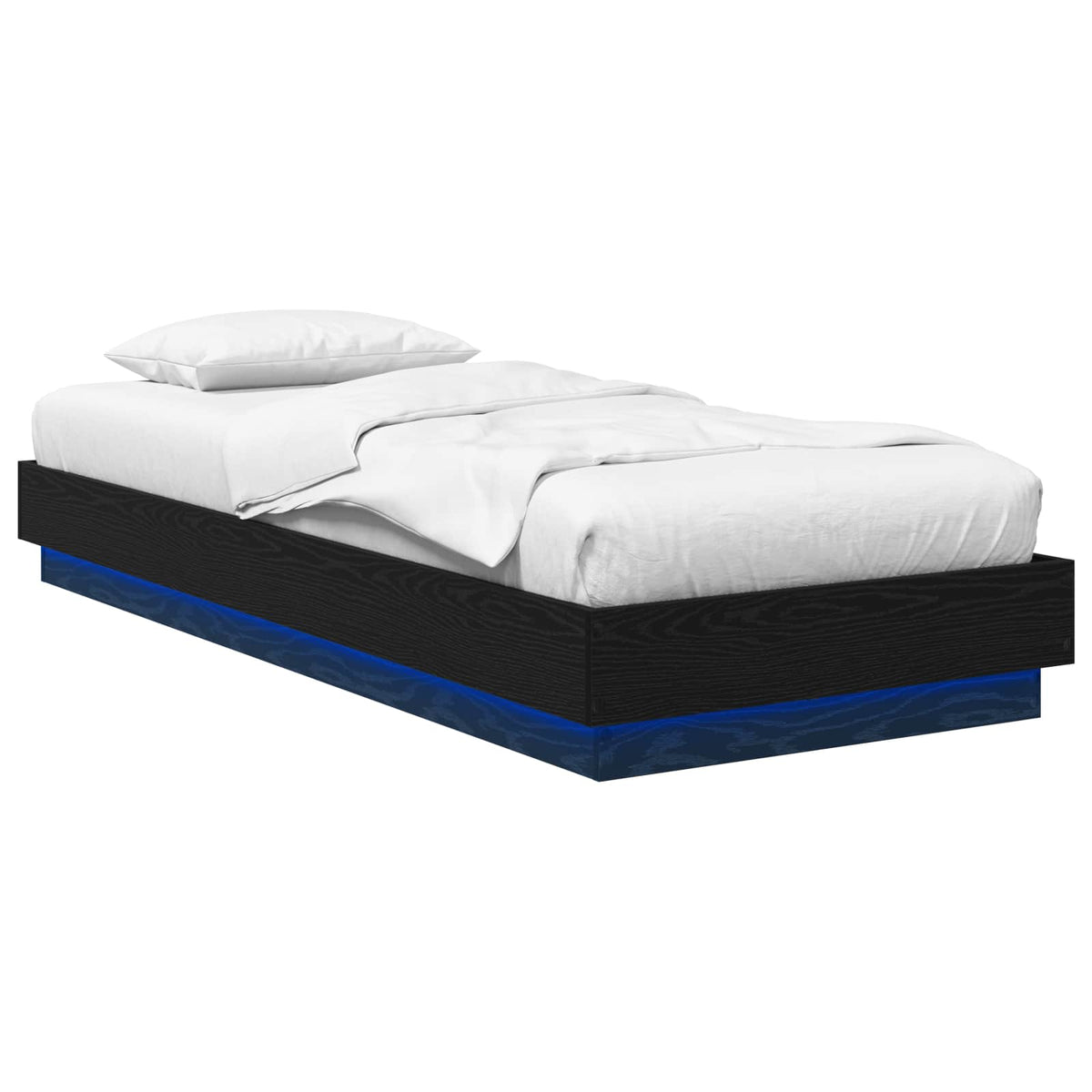 Senge ramme med LED Sort eg 80 x 200 cm Konstrueret træ