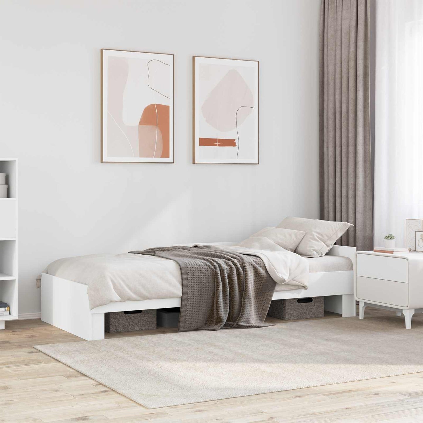Sengestel med hovedgærde Hvid 80 x 200 cm Konstrueret træ