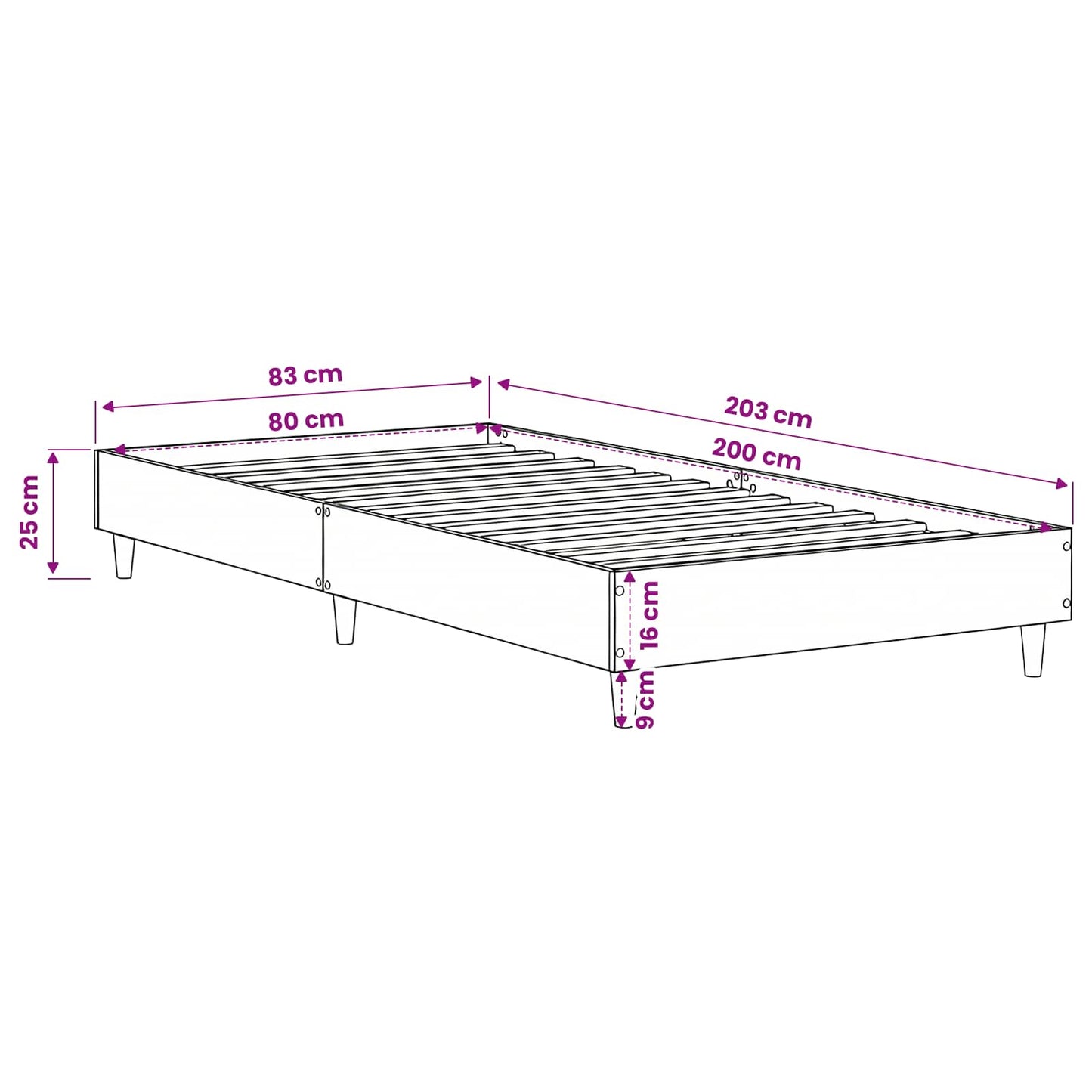 Sengestel Artisan-eg 80 x 200 cm Konstrueret træ