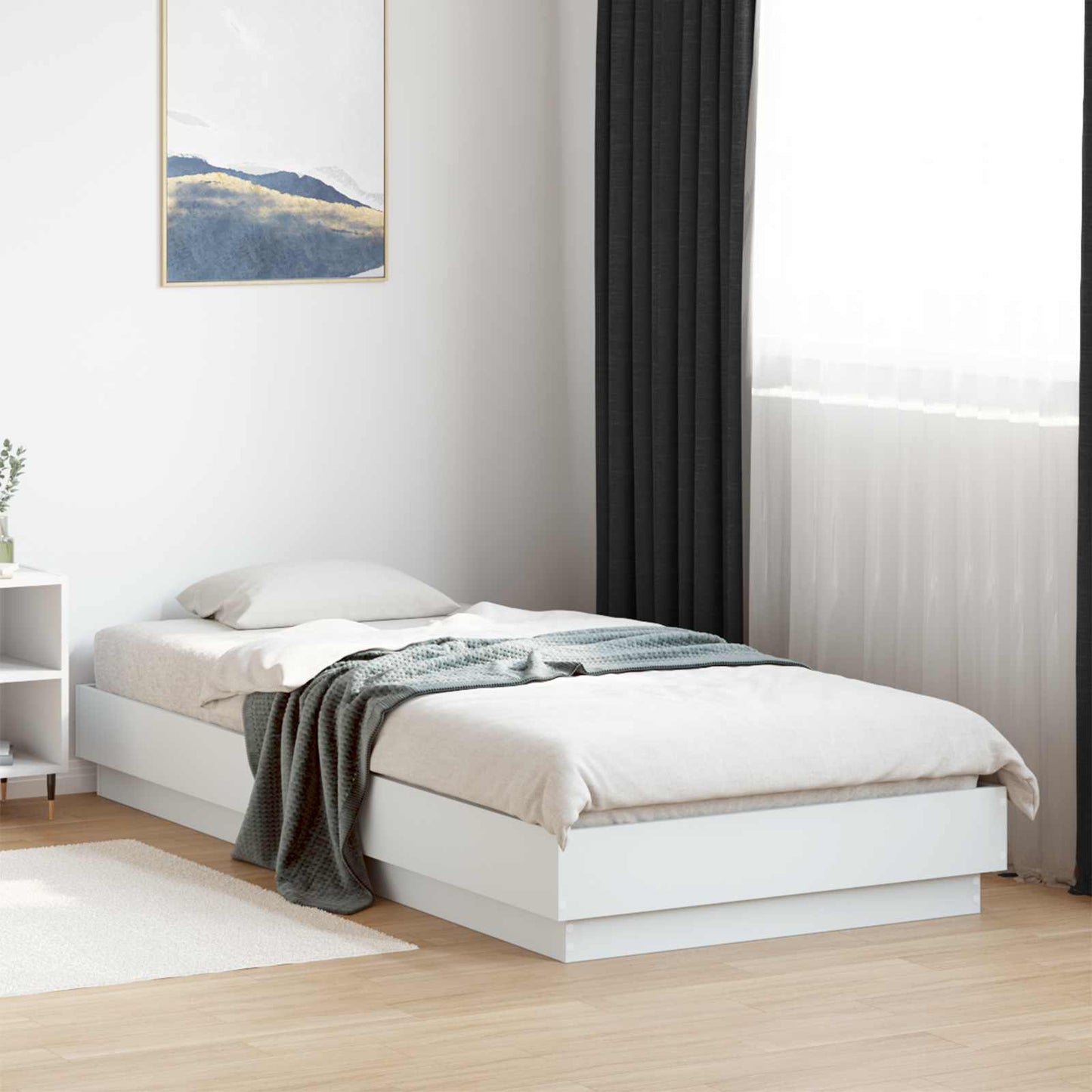 Gulvsengramme Hvid 80 x 200 cm Konstrueret træ