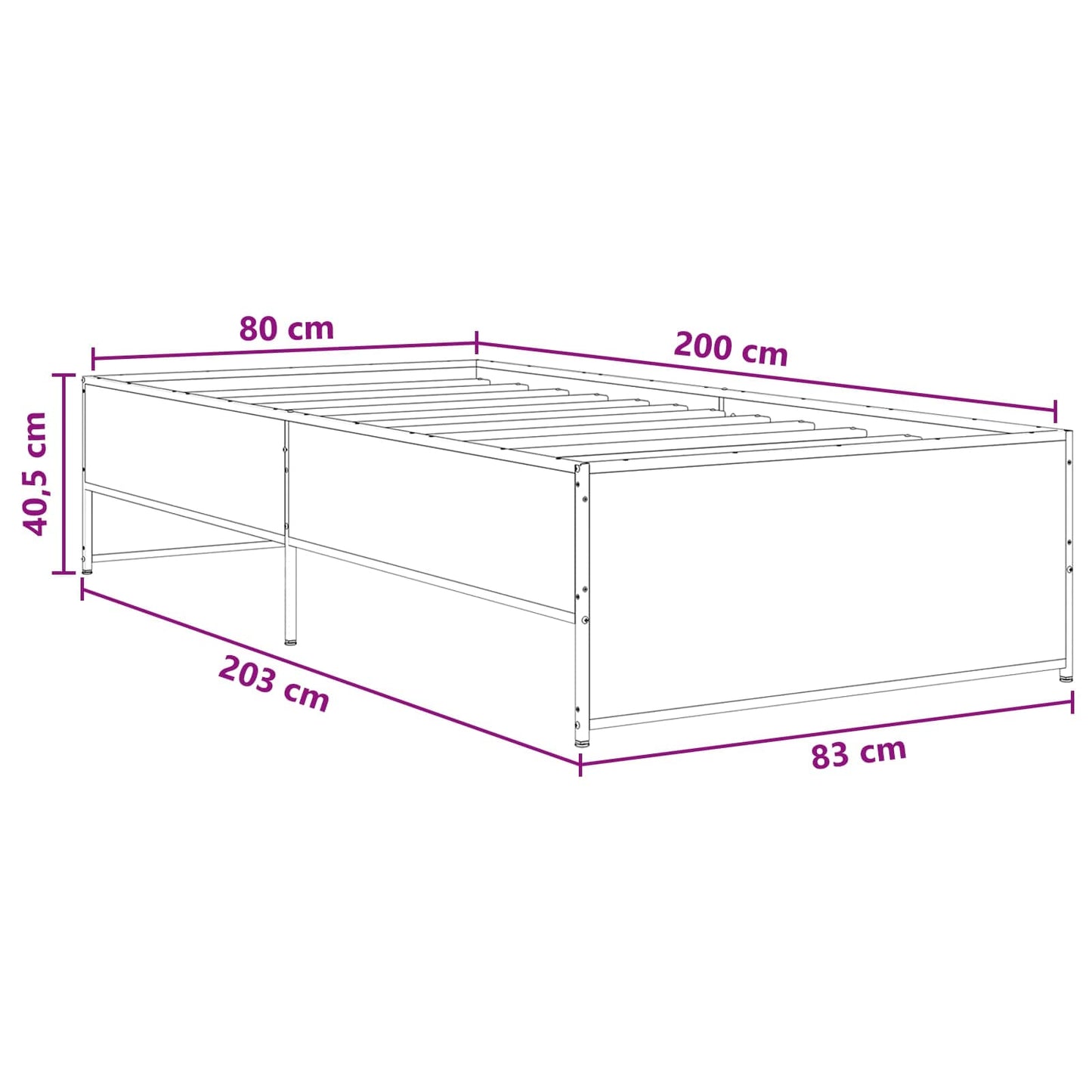 Sengestel Sort eg 80 x 200 cm Konstrueret træ