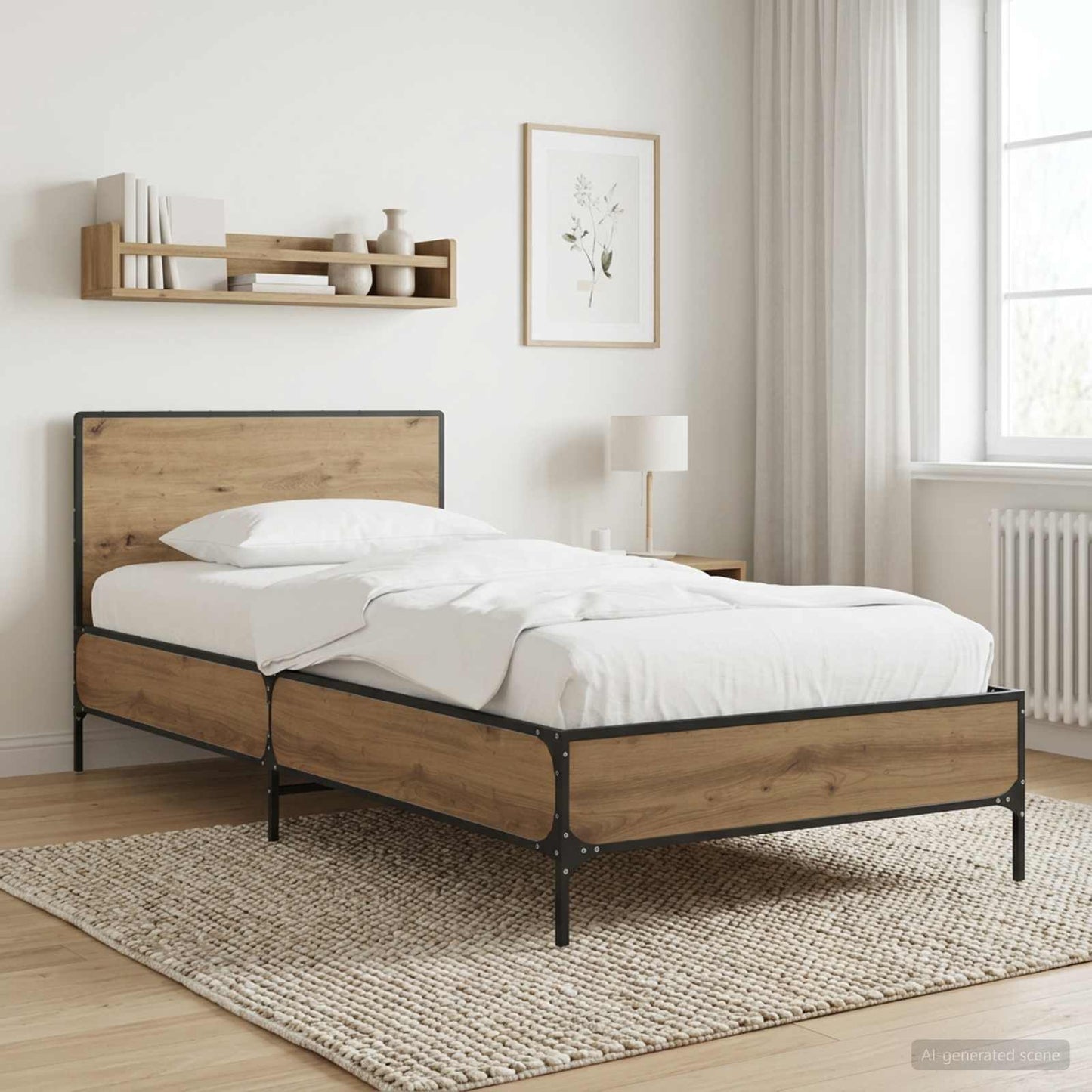 Sengestel med hovedgærde Artisan-eg 80 x 200 cm Konstrueret træ