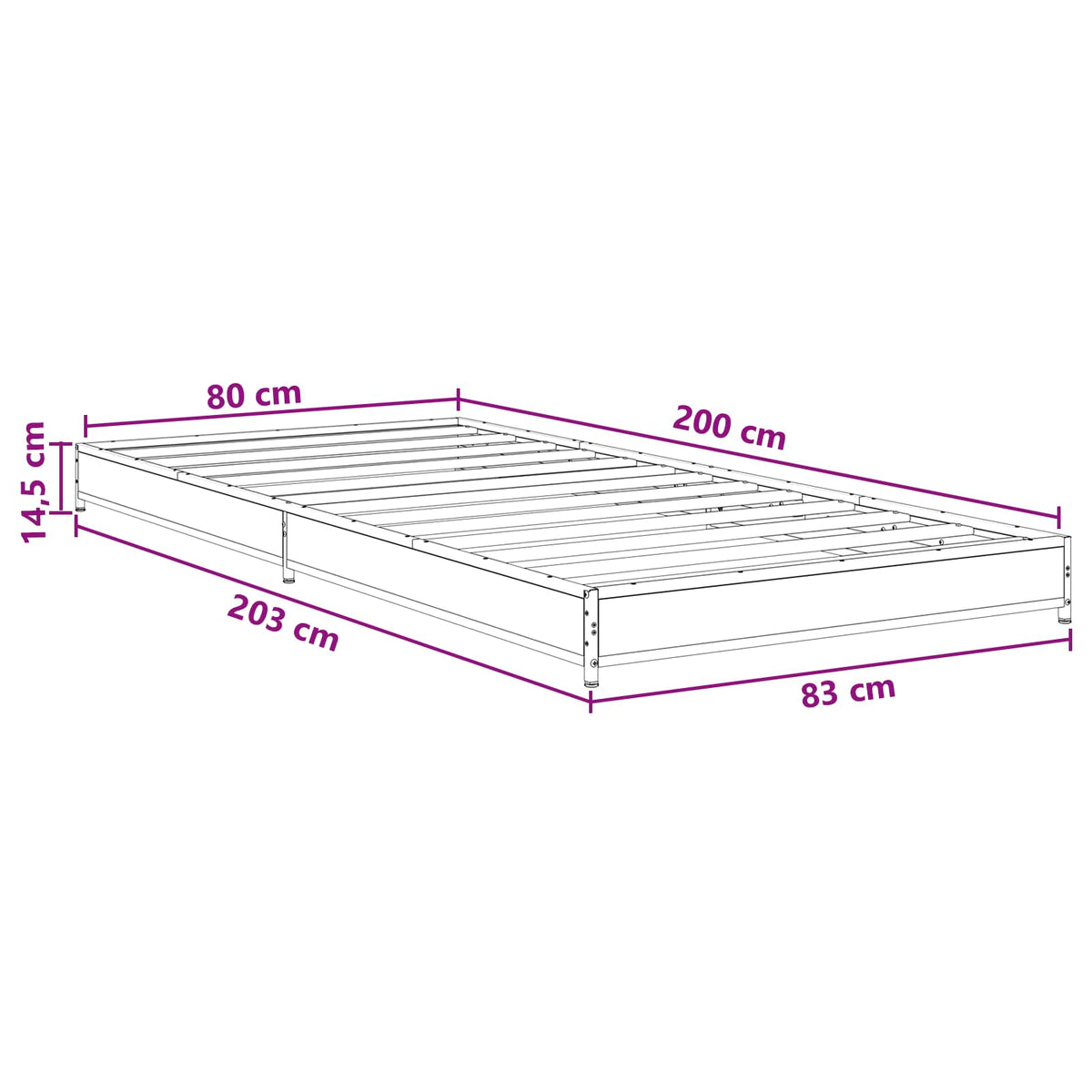 Sengestel Sort eg 80 x 200 cm Konstrueret træ