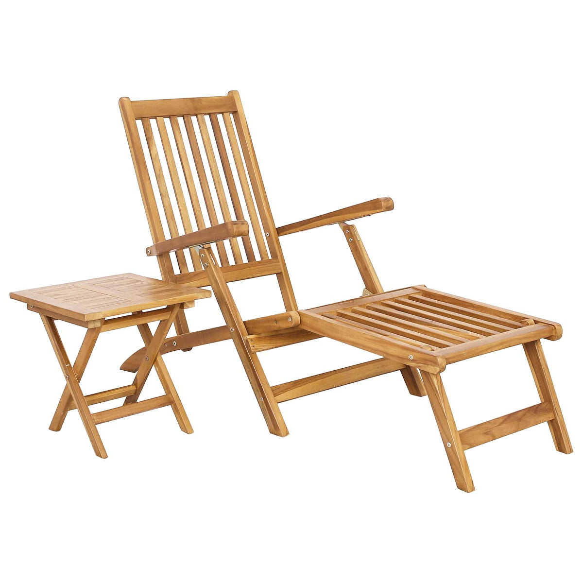Foldestol med bord Naturfarvet Massiv Teaktræ