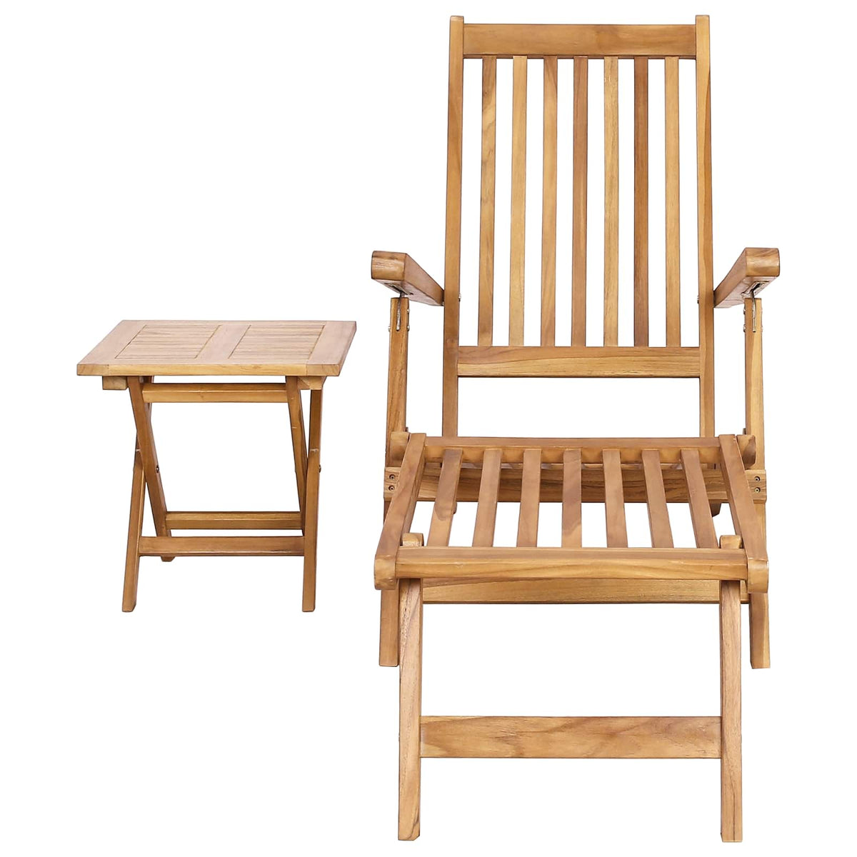 Foldestol med bord Naturfarvet Massiv Teaktræ