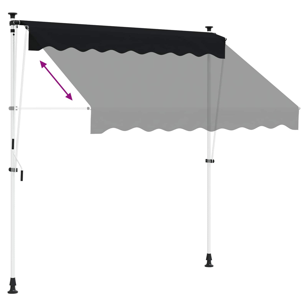 Manuel Utrækkelig Markise Sort 150 cm