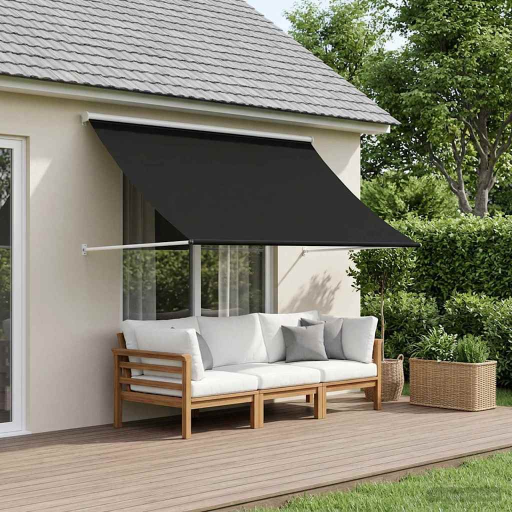 Markise Sort 300 x 150 cm 180 g / m² polyester med PU-belægning