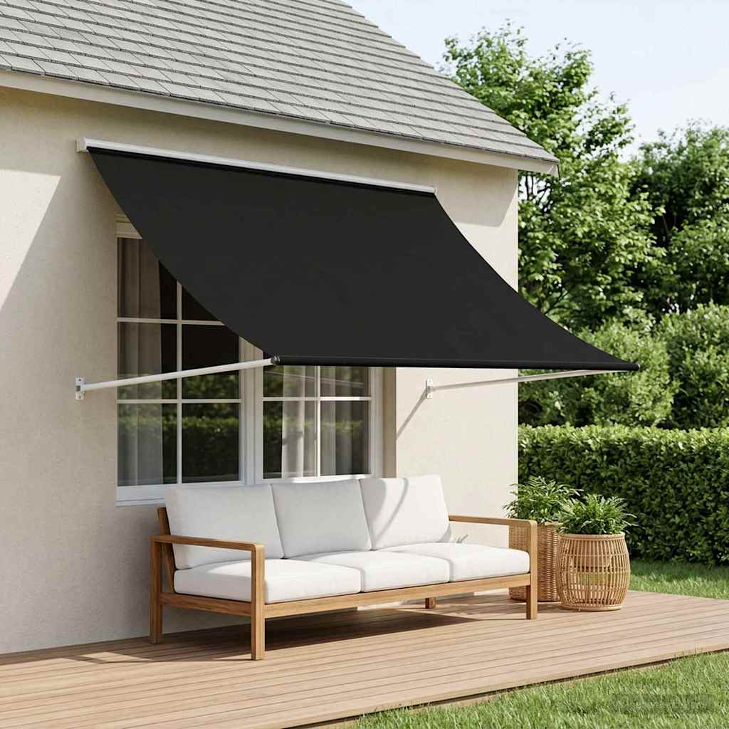 Markise Sort 350 x 150 cm 180 g / m² polyester med PU-belægning