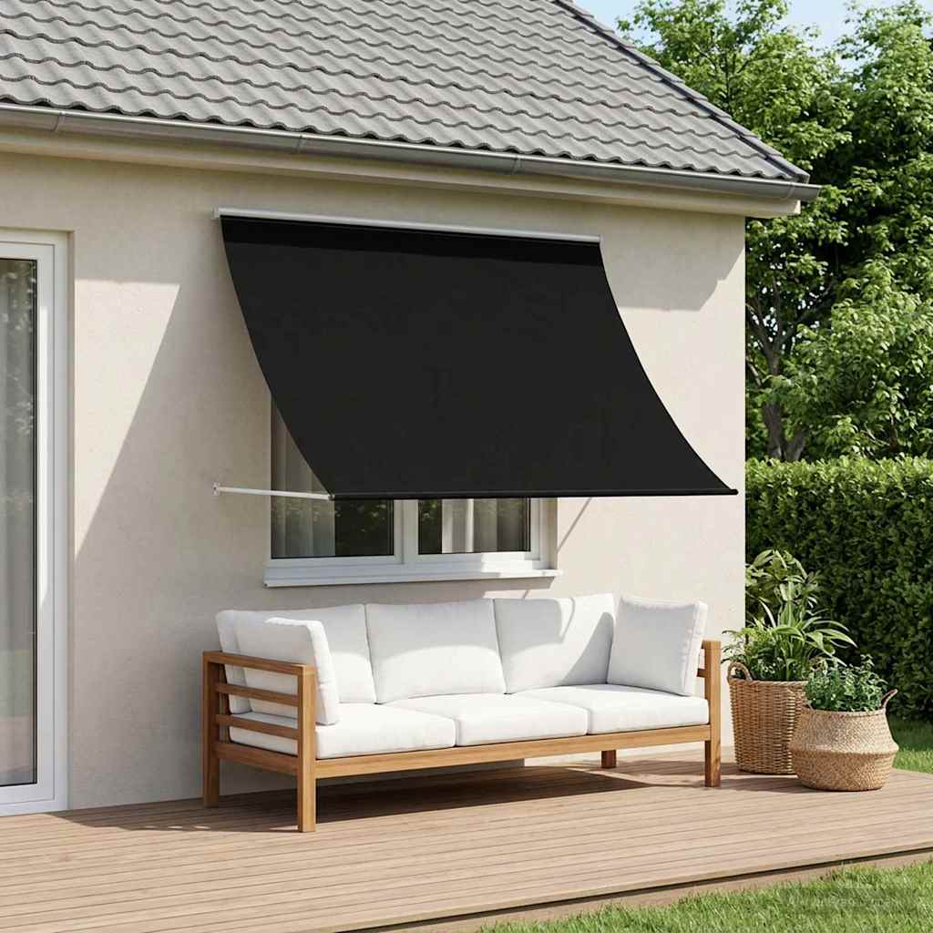 Markise Sort 400 x 150 cm 180 g / m² polyester med PU-belægning