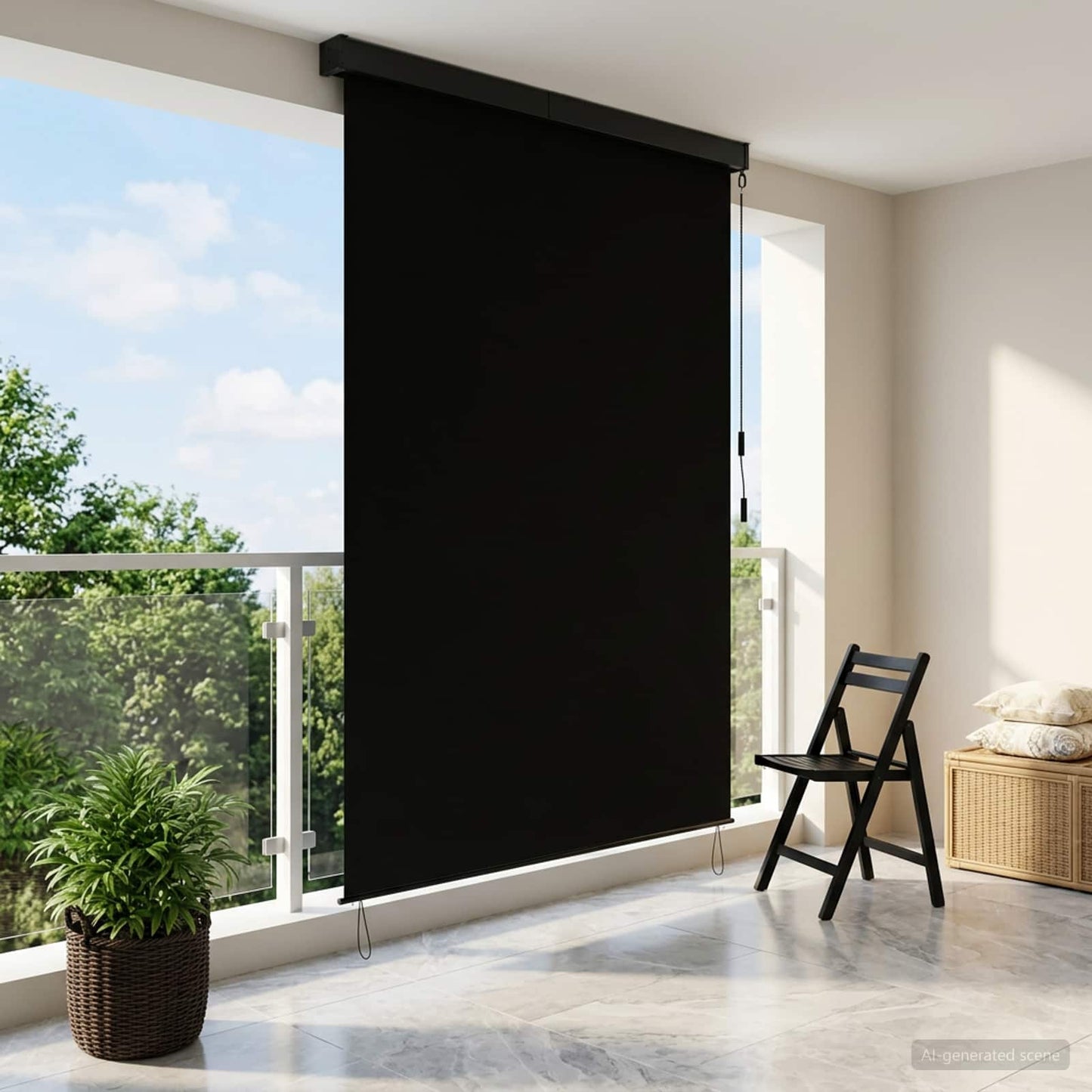 Rullegardin Sort 60 x 250 cm Stof og Aluminium