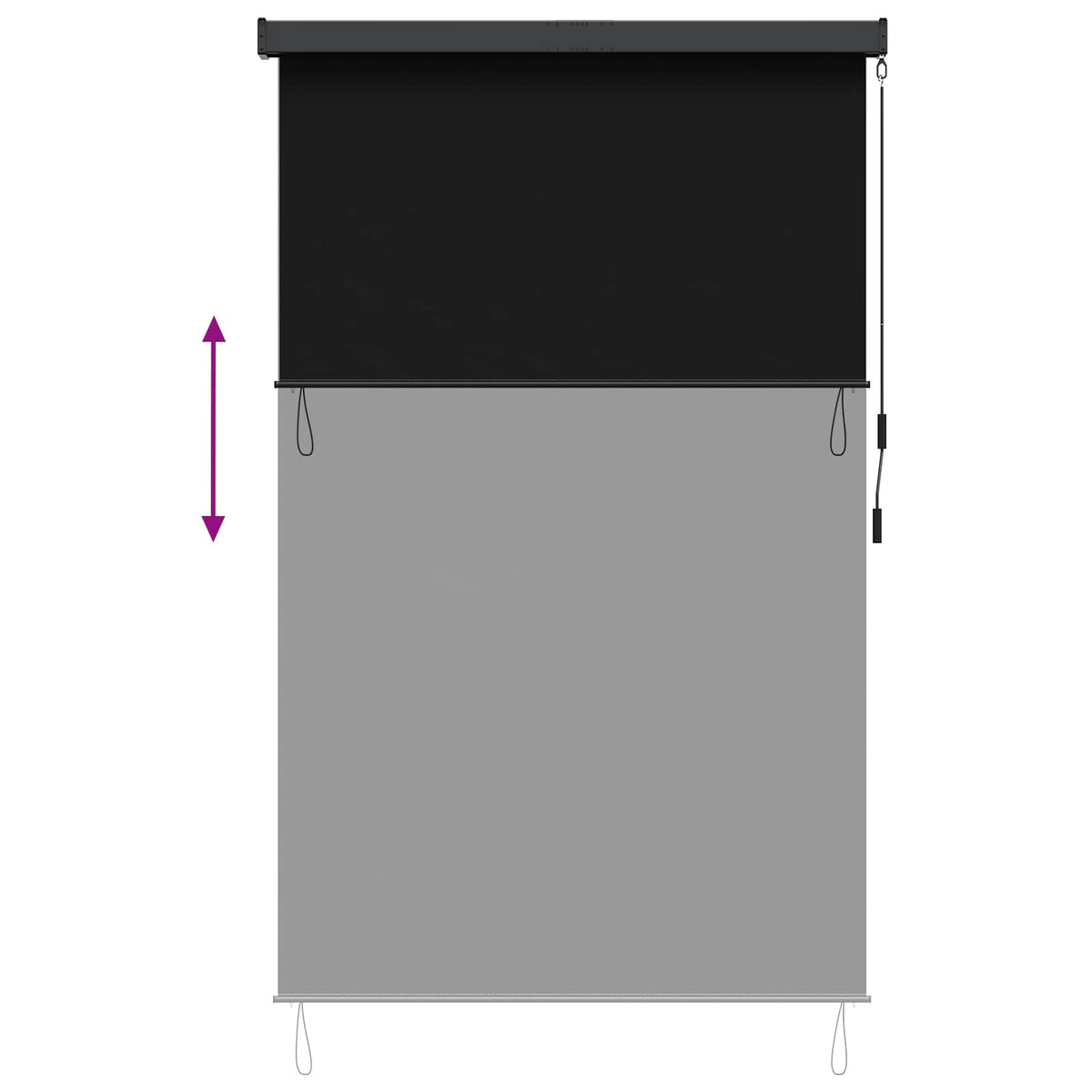Rullegardin Sort 60 x 250 cm Stof og Aluminium