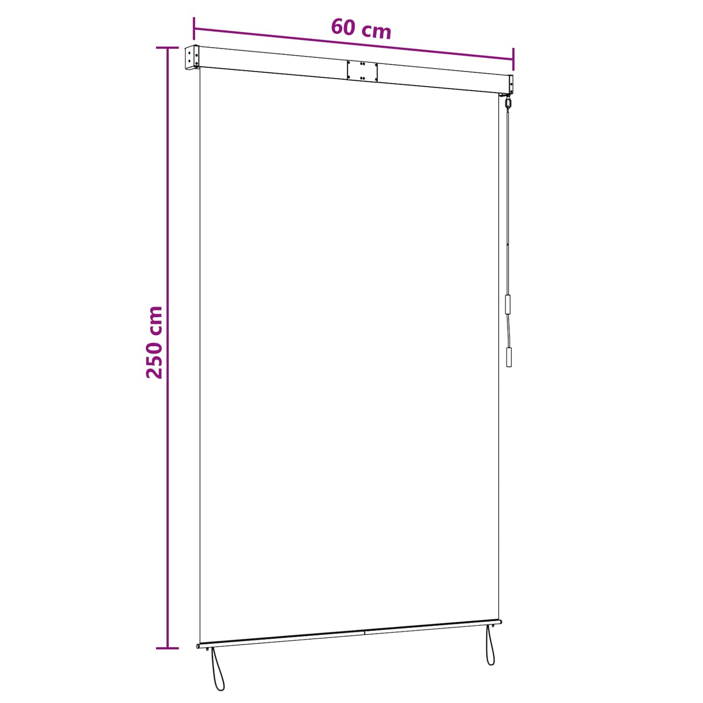 Rullegardin Sort 60 x 250 cm Stof og Aluminium