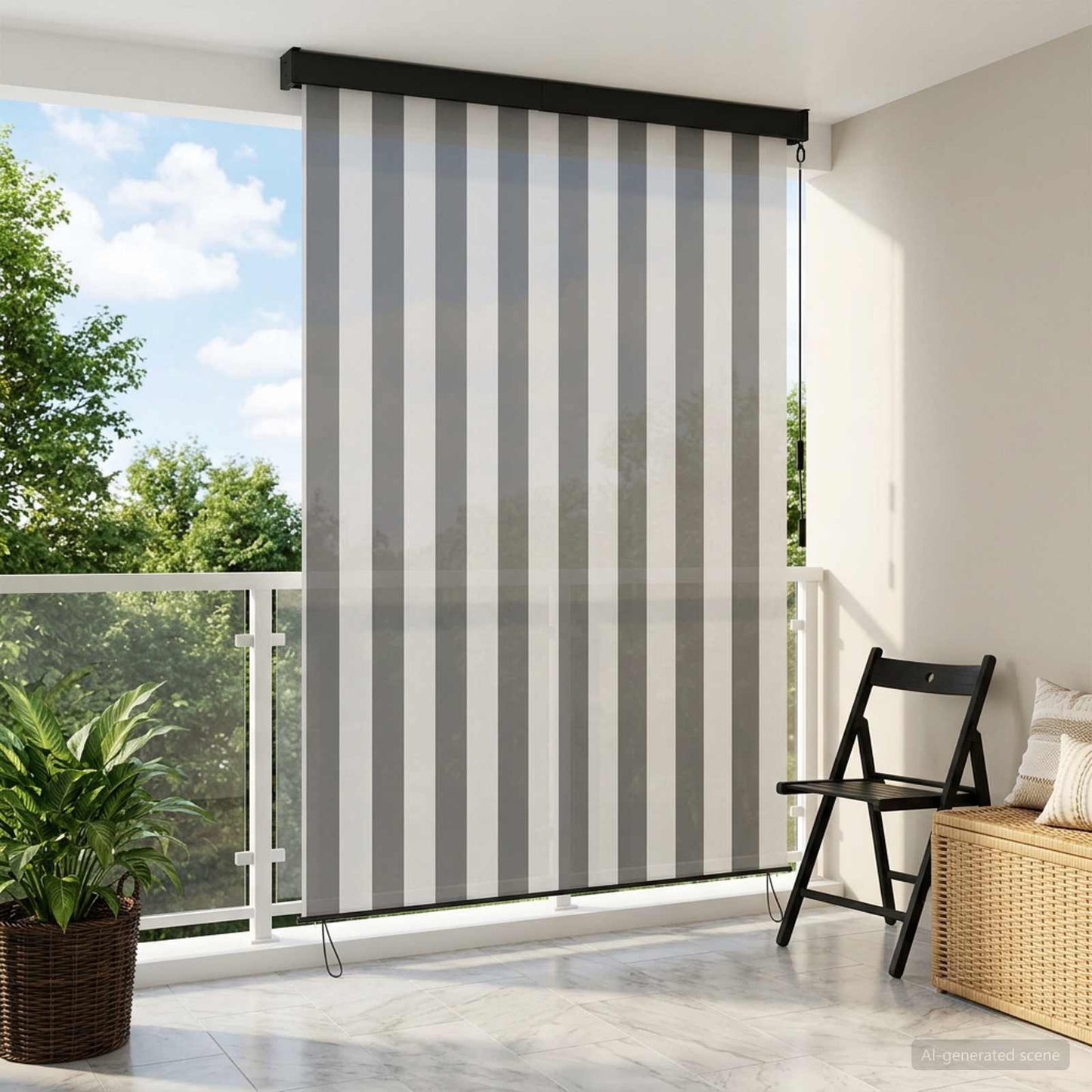 Rullegardin Anthracit og hvid 100 x 250 cm Stof og Aluminium